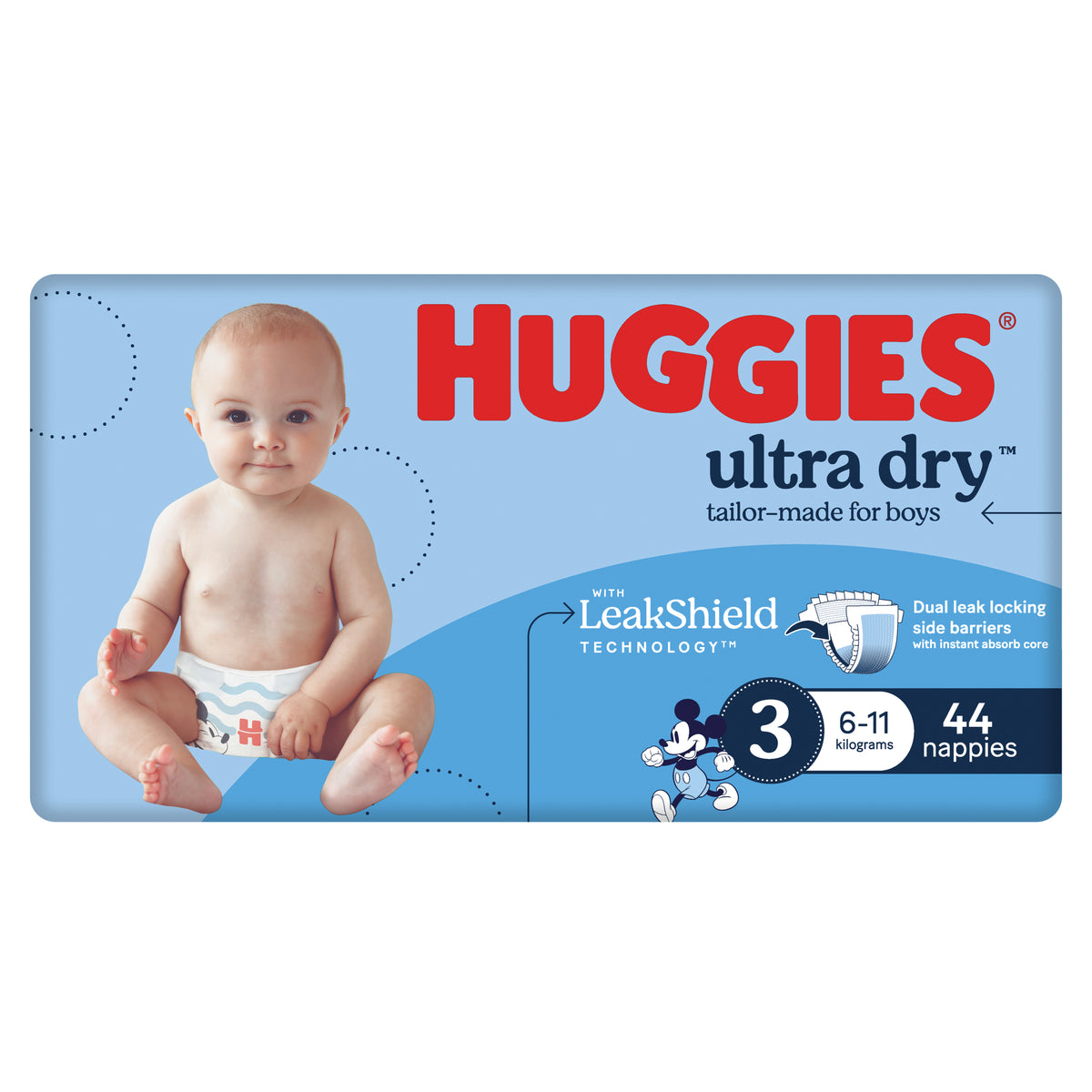Huggies Nappy Size 3 Boy 44 Pack