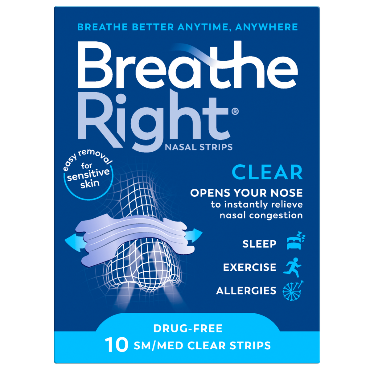Breathe Right Nasal Strips Clear Regular 10s