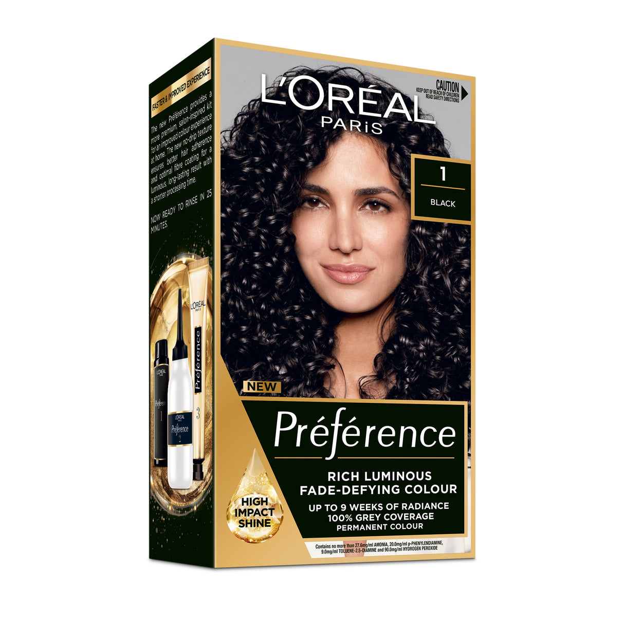 L'Oréal Paris Préférence Permanent Hair Colour - 1 Napoli (Black)