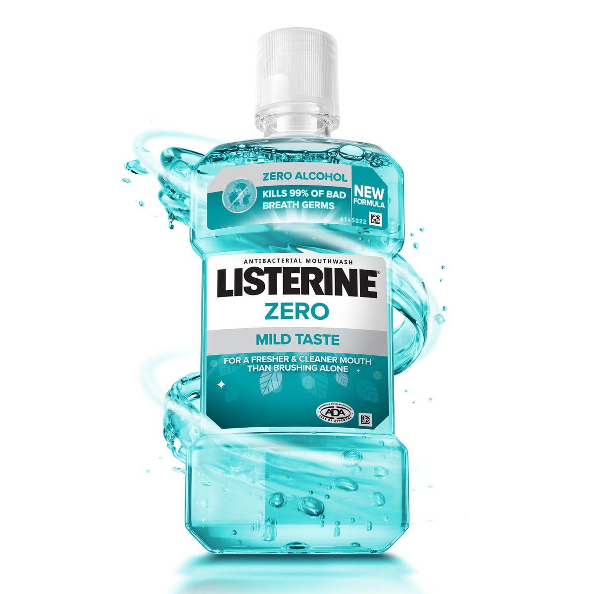 Listerine Zero Alcohol Antibacterial Mouthwash Less Intense Taste 500mL