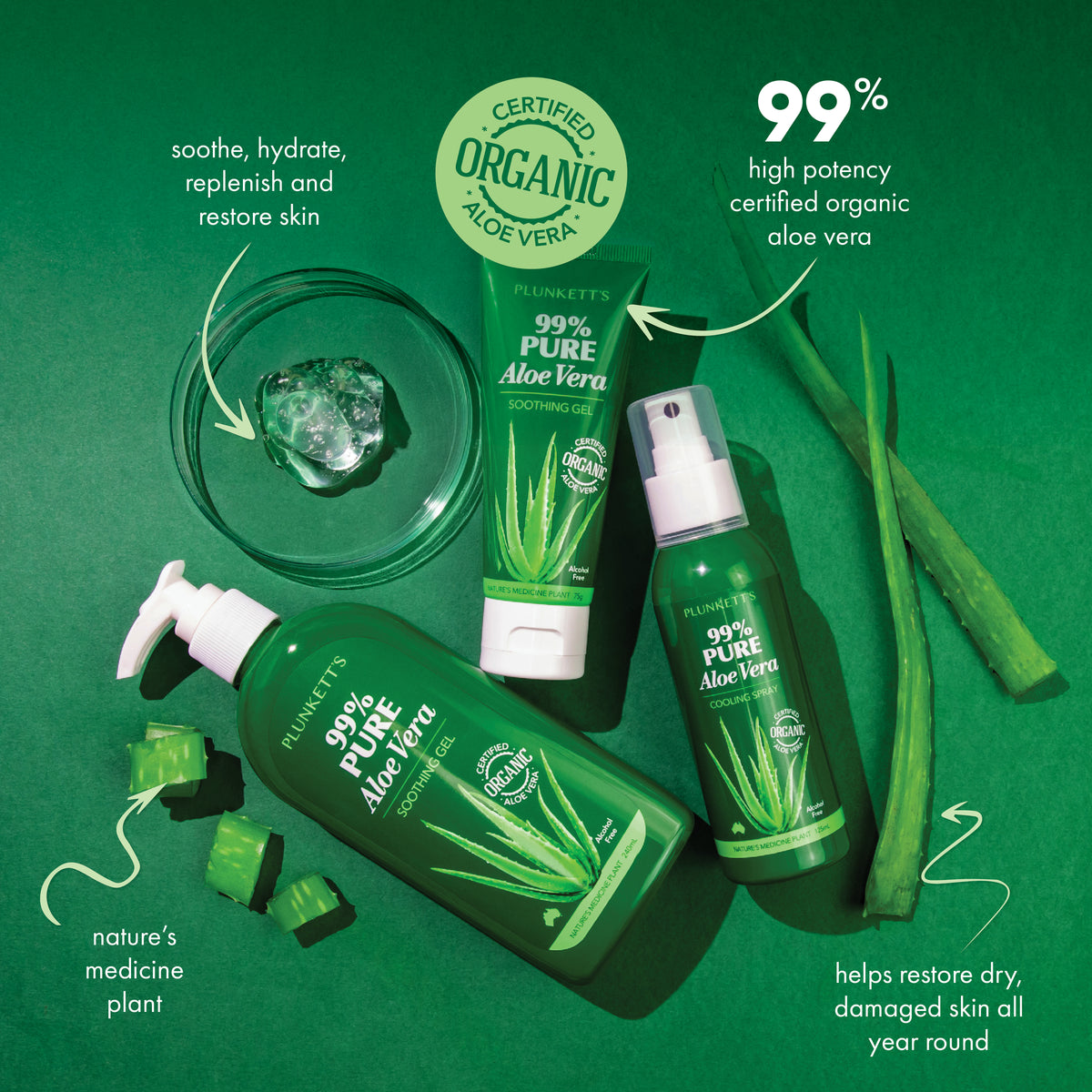 Plunkett's 99% Pure Aloe Vera Soothing Gel 75g