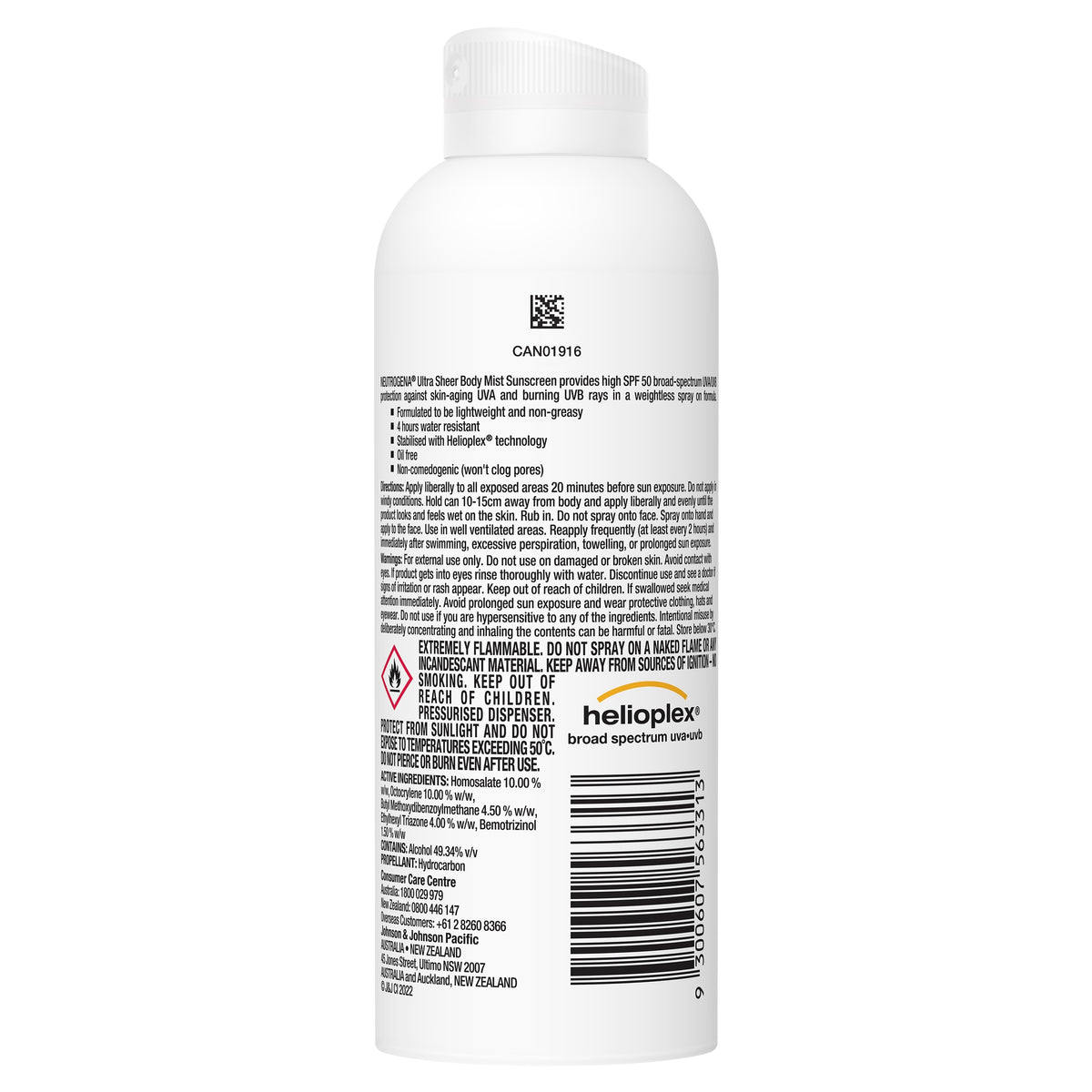 Neutrogena Ultra Sheer Body Mist Sunscreen SPF 50 140 g