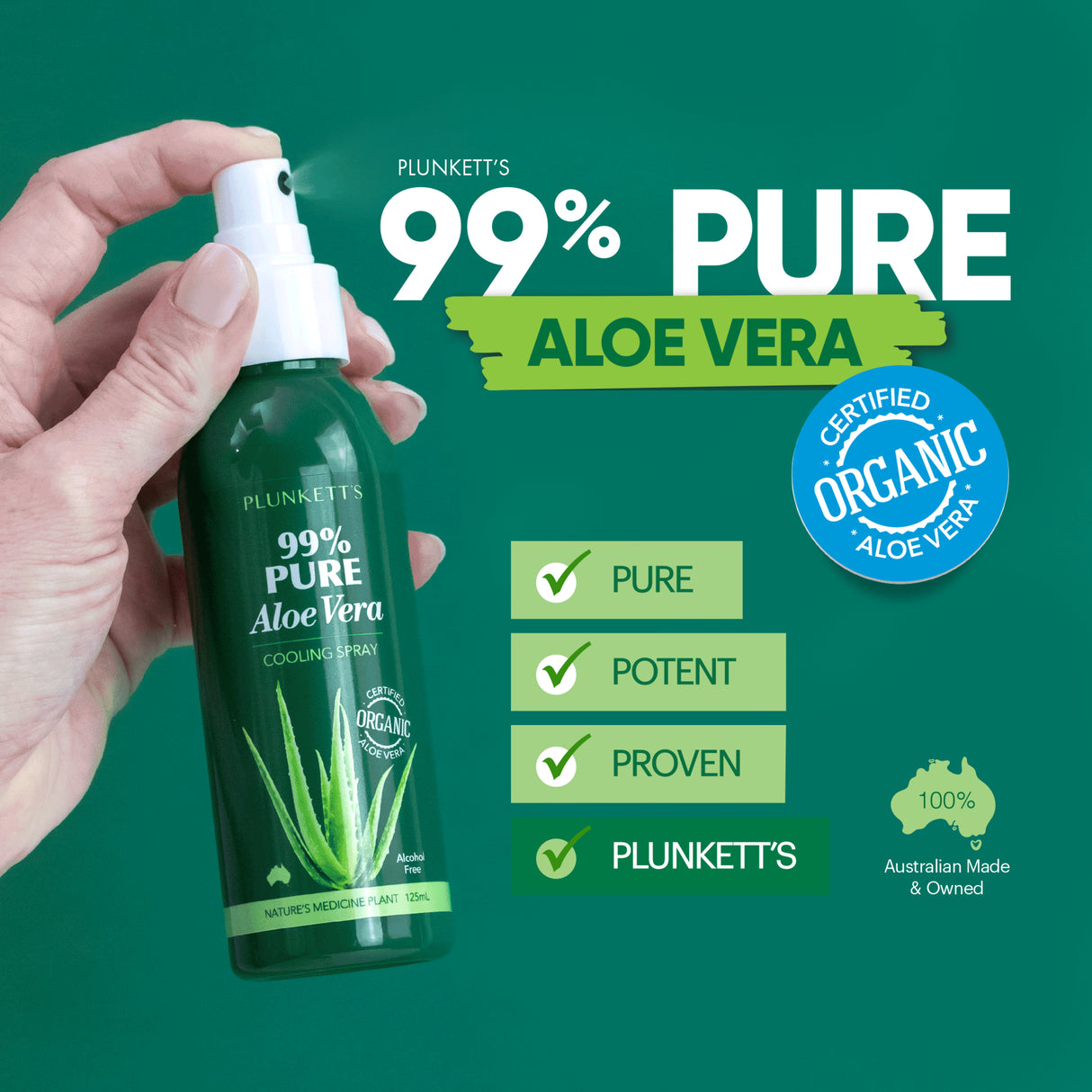 Plunkett's 99% Pure Aloe Vera Cooling Spray 125mL