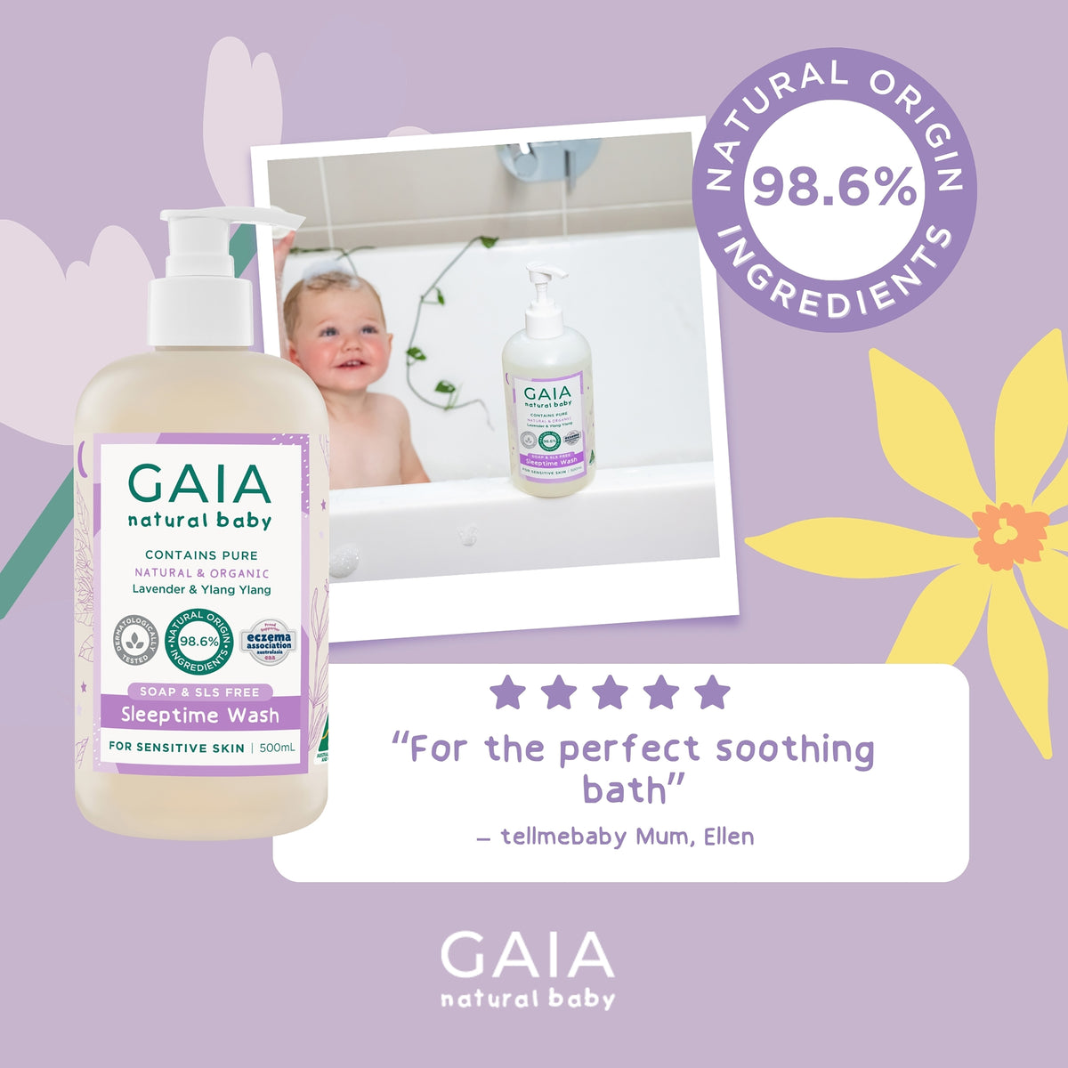 GAIA Baby Sleeptime Bath Wash 500ml