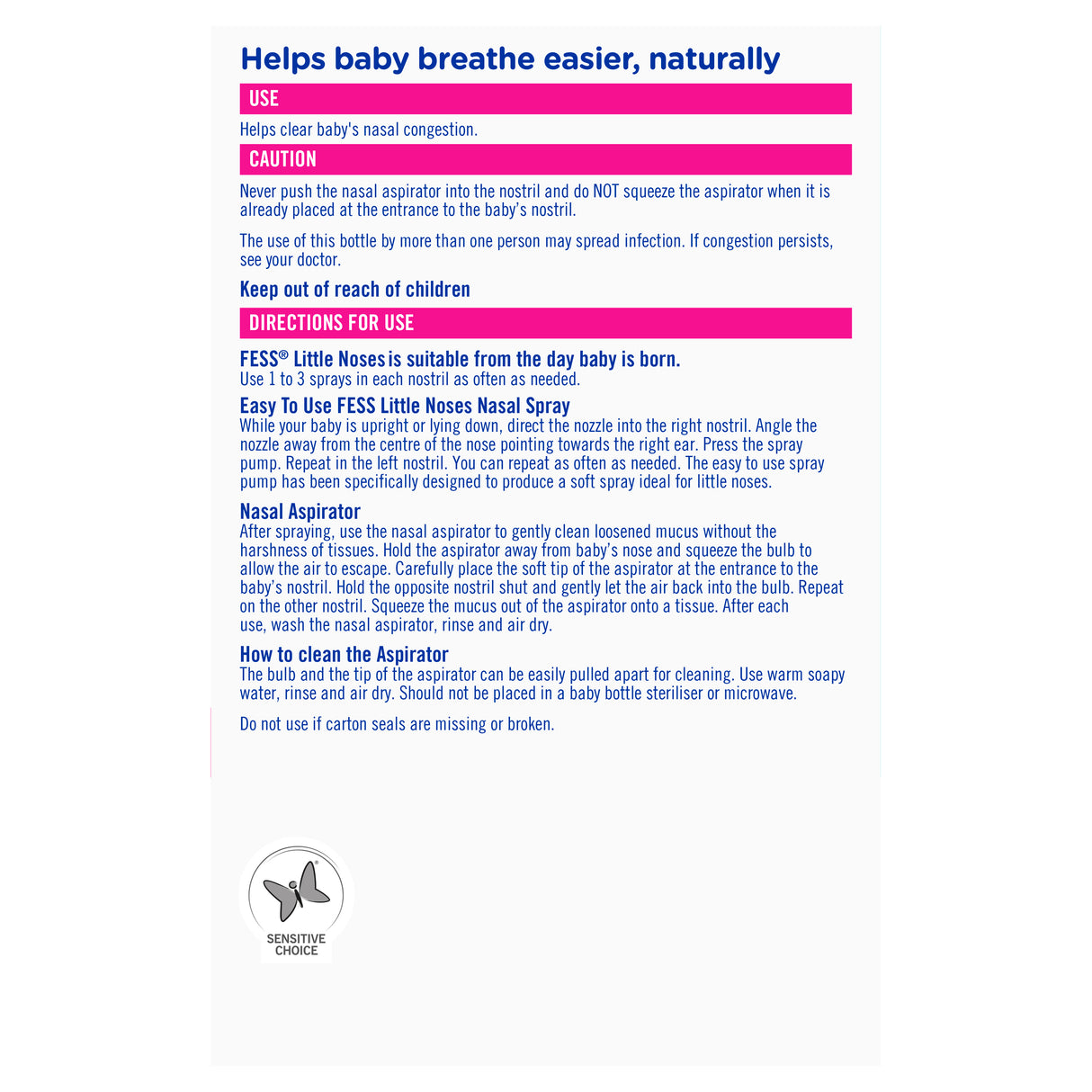 FESS Little Noses Saline Nasal Spray + Aspirator 15mL