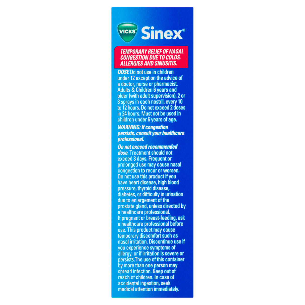 Vicks Sinex Nasal Decongestant Nasal Spray 15mL
