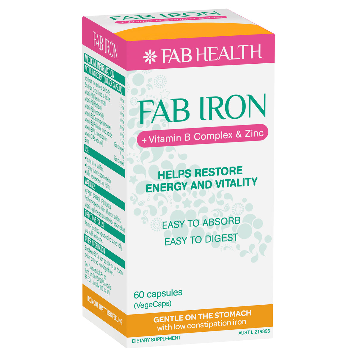 Fab Iron + Vit. B Complex & Zinc 60s