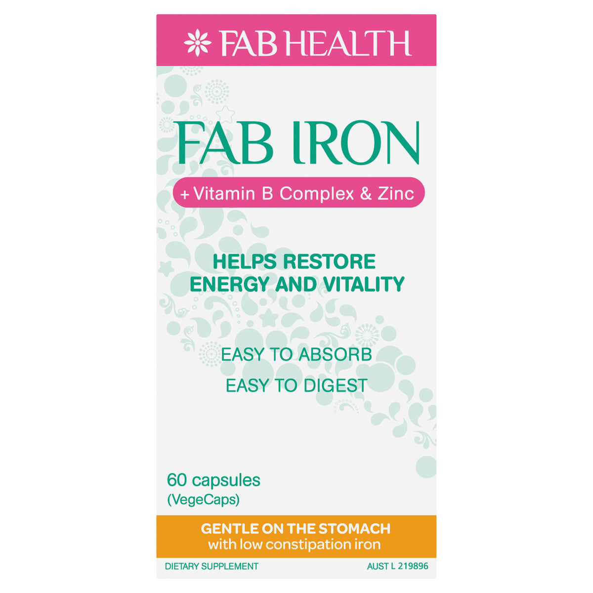 Fab Iron + Vit. B Complex & Zinc 60s