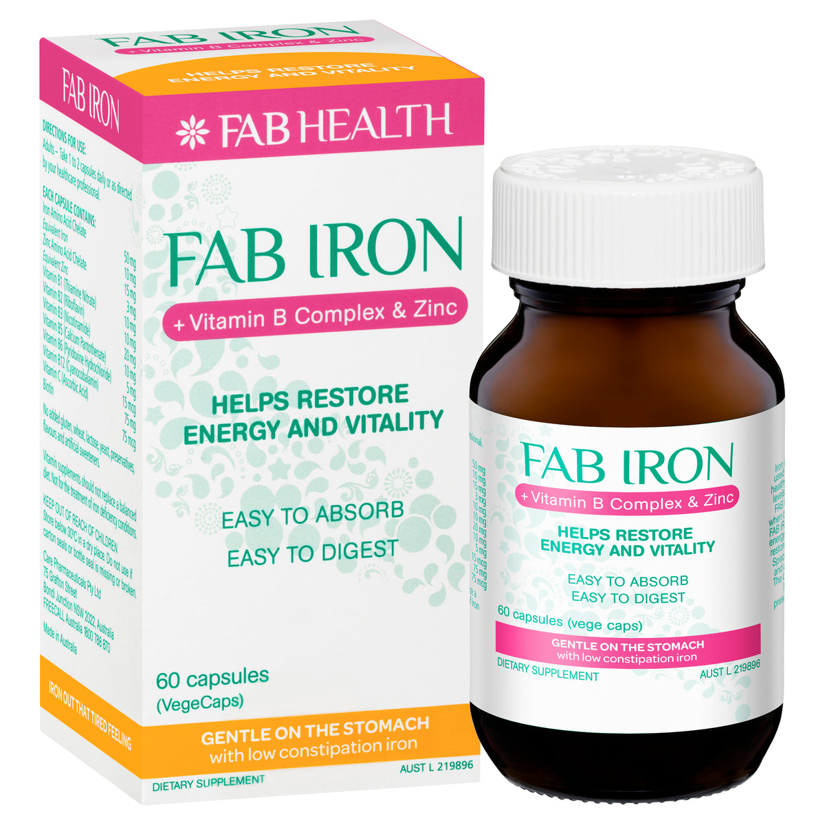 Fab Iron + Vit. B Complex & Zinc 60s