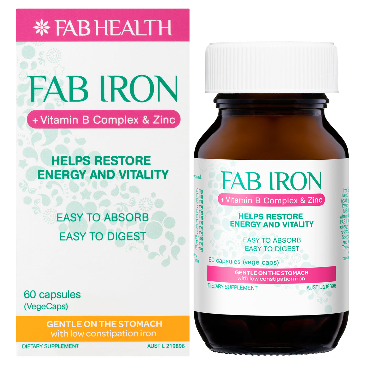 Fab Iron + Vit. B Complex & Zinc 60s
