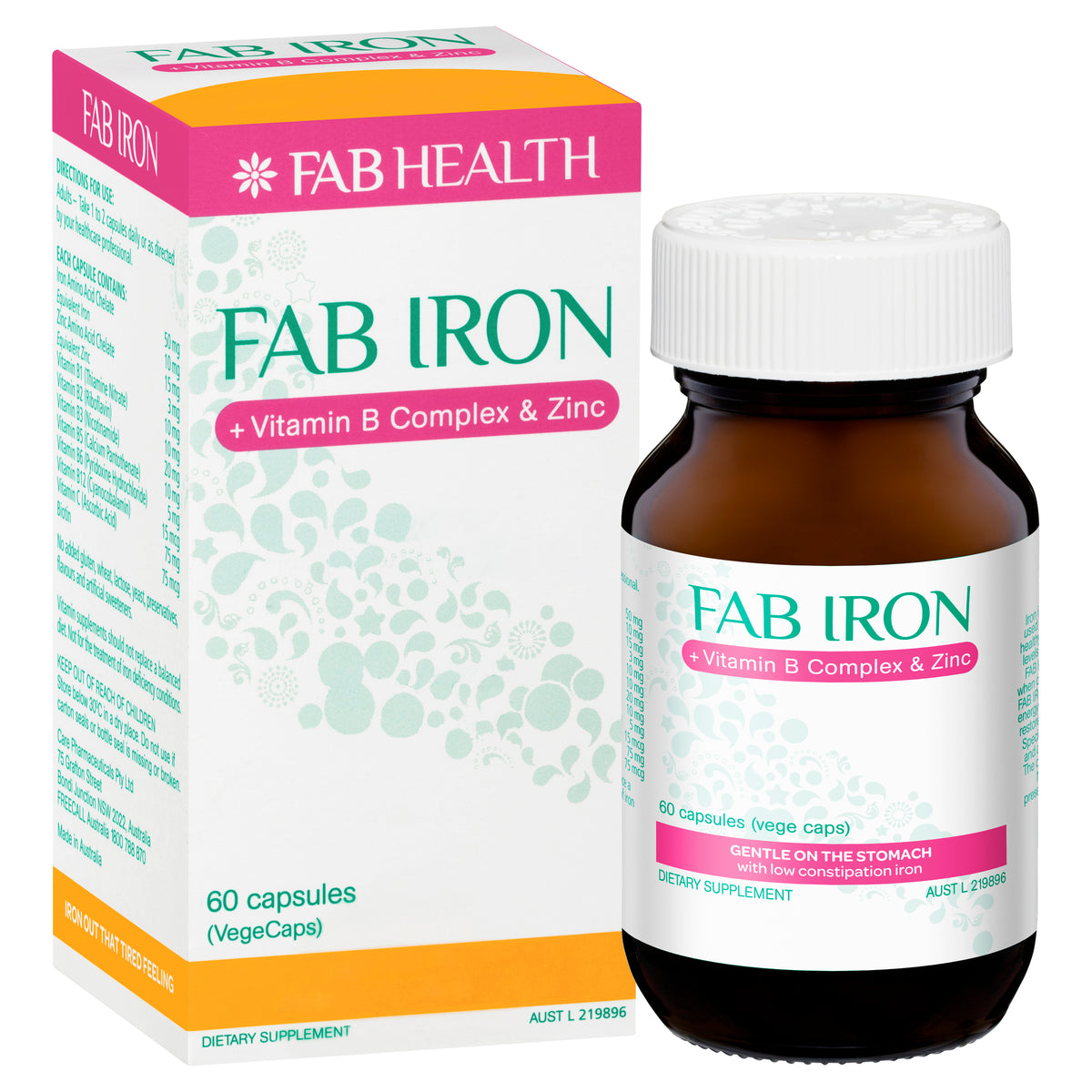 Fab Iron + Vit. B Complex & Zinc 60s