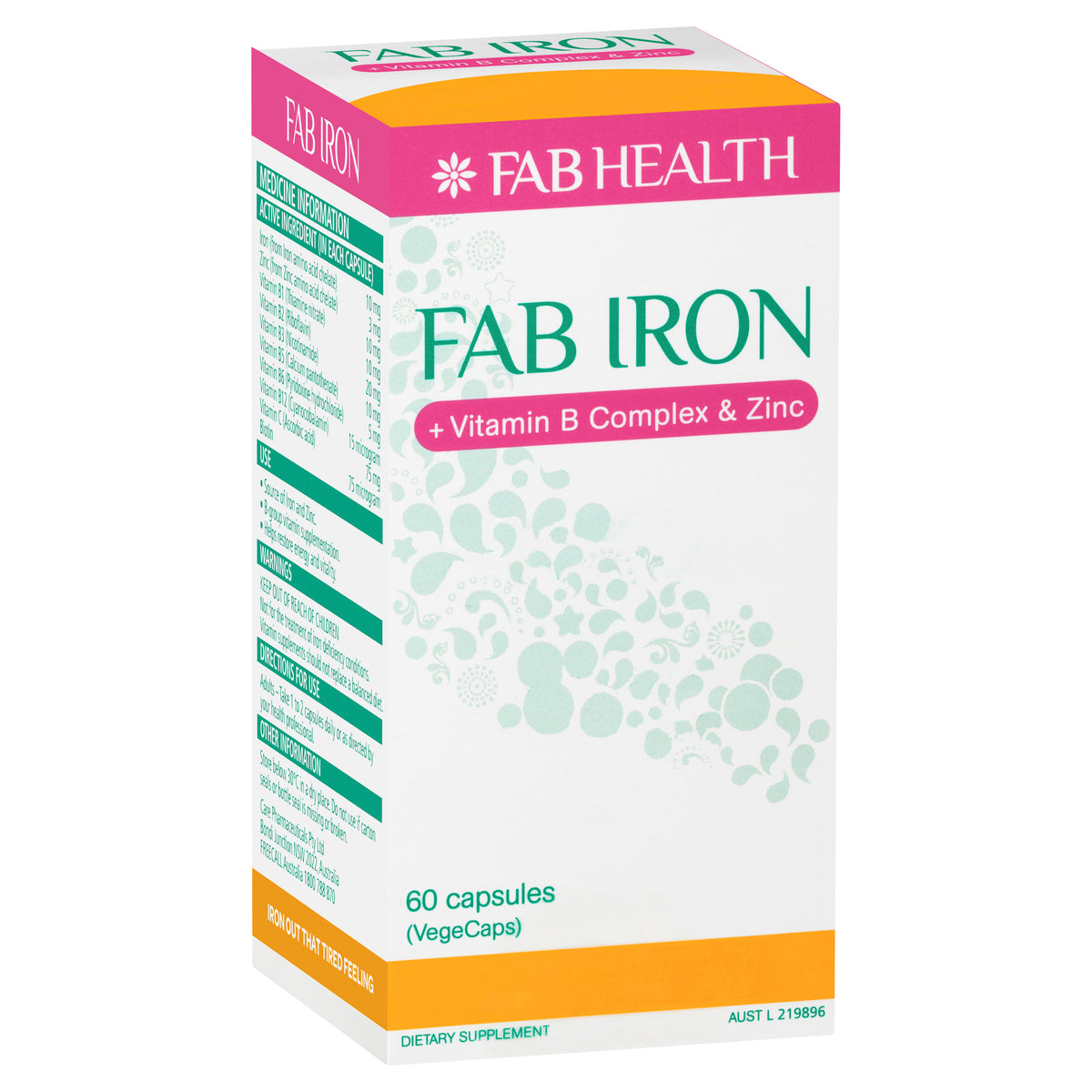 Fab Iron + Vit. B Complex & Zinc 60s