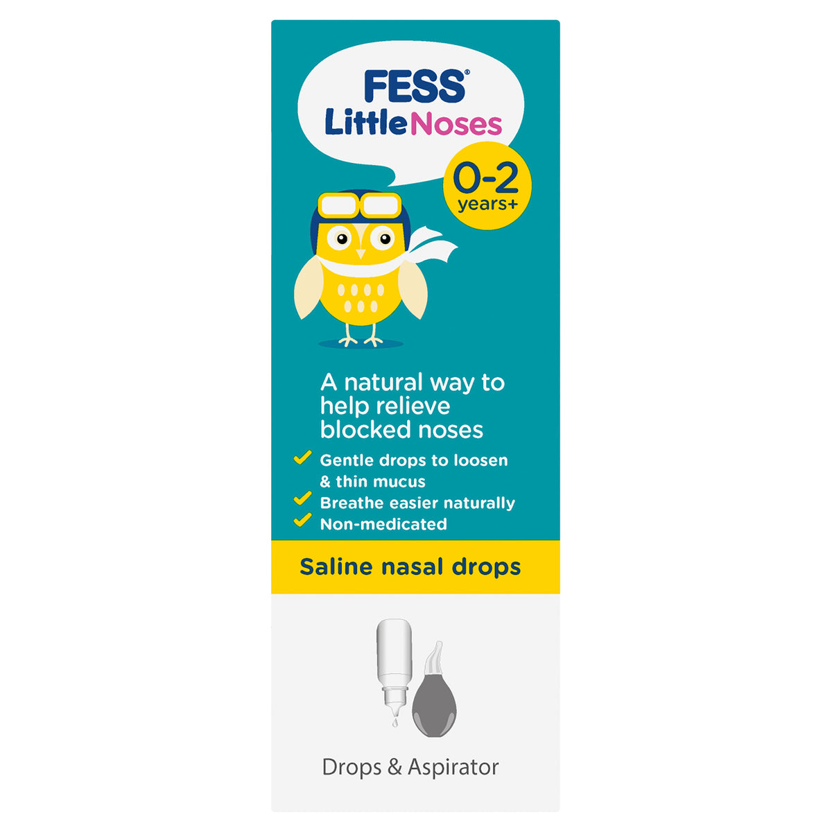 FESS Little Noses Saline Nasal Drops + Aspirator 25mL