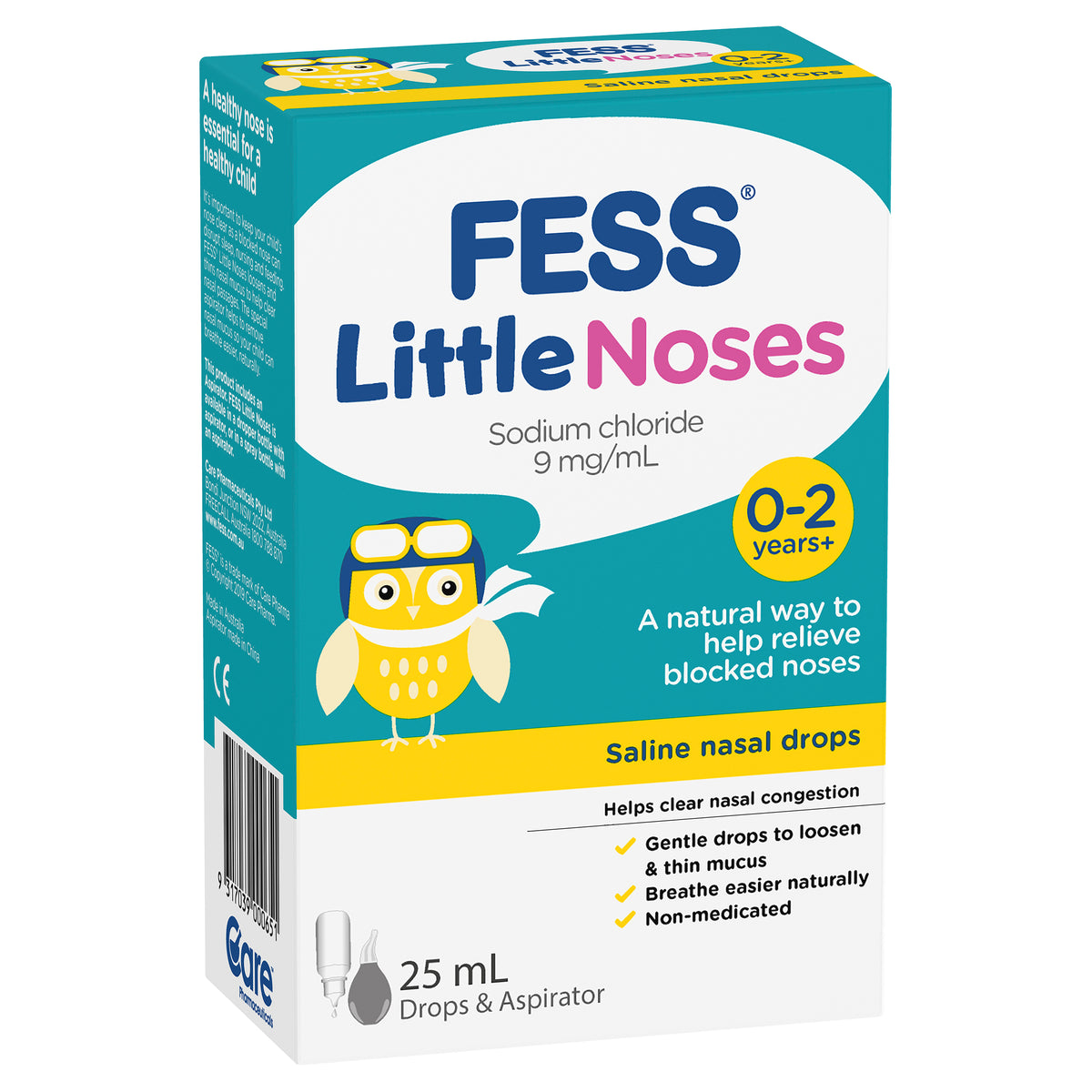 FESS Little Noses Saline Nasal Drops + Aspirator 25mL