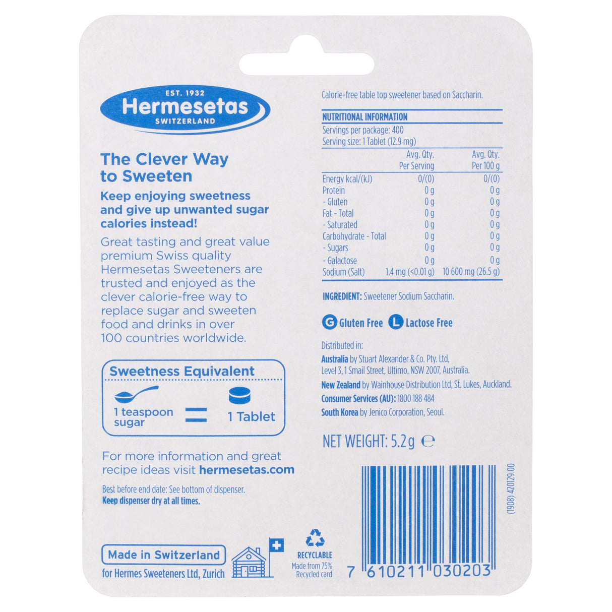 Hermesetas Mini Sweeteners 300 Tablets