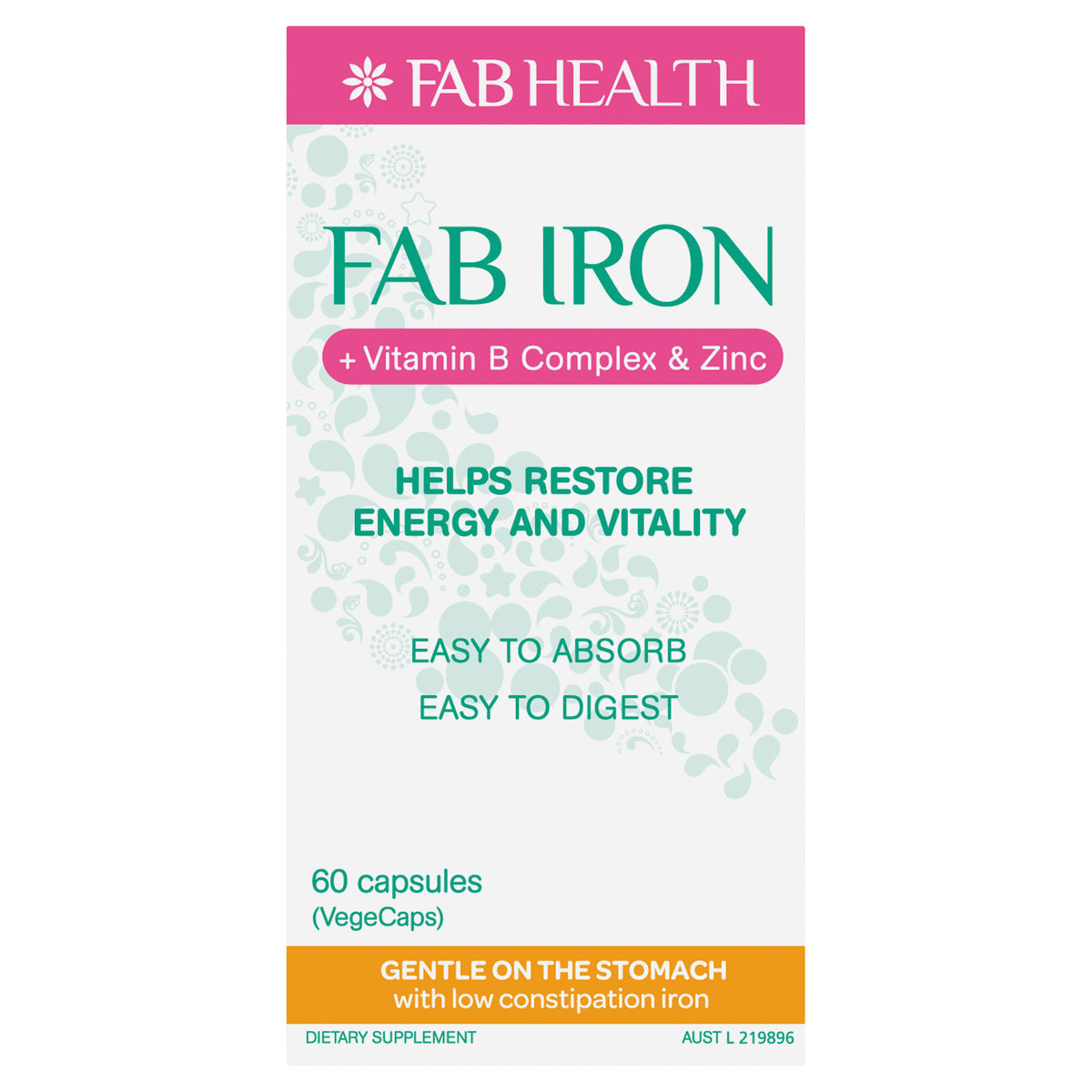 Fab Iron + Vit. B Complex & Zinc 60s