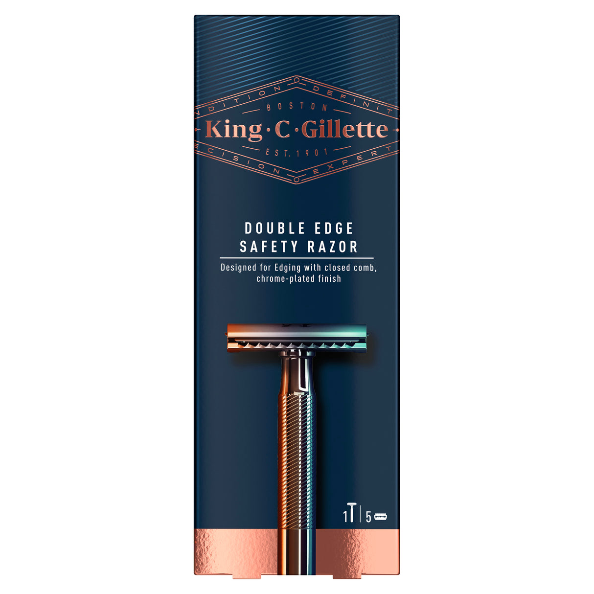 GILLETTE King C Double Edge Razor + 5ct