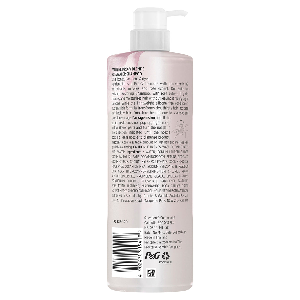 Pantene Micellar Water Rose Water Shampoo 530ml