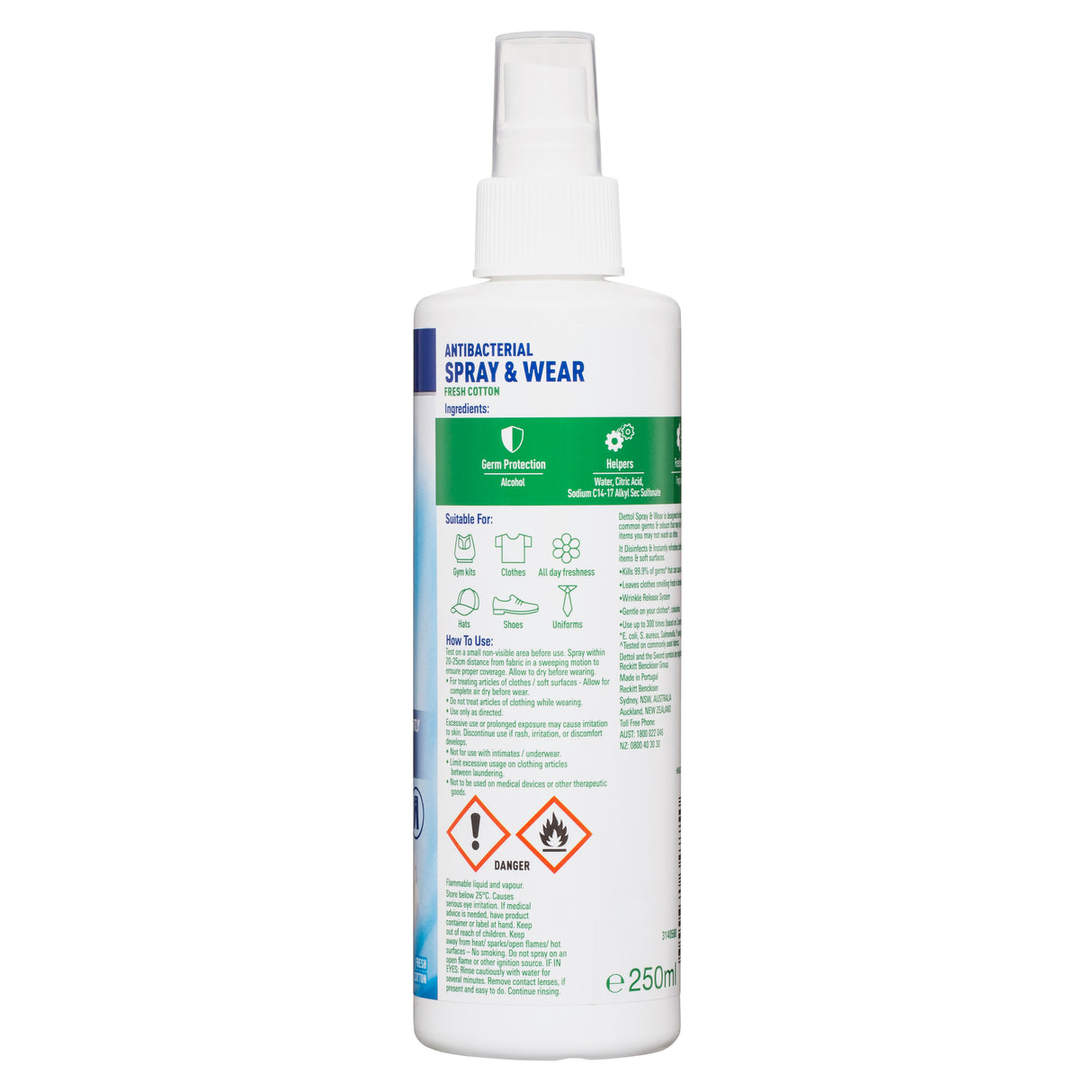 Dettol Spray & Wear Surface Spray Disinfectant Fresh Cotton 250mL