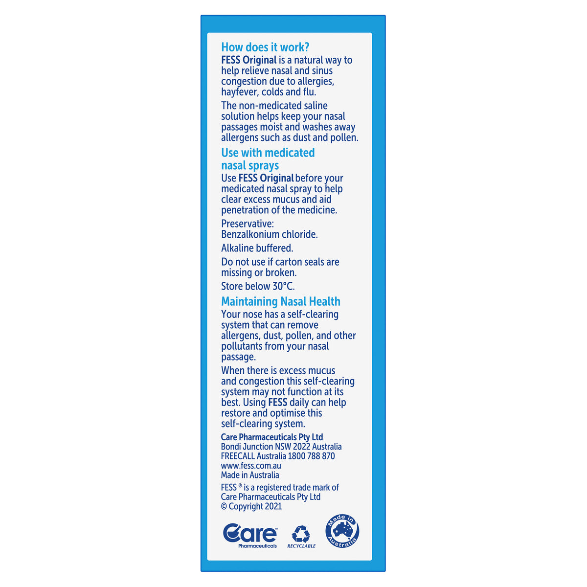 FESS Original Nasal Saline Spray 75 mL