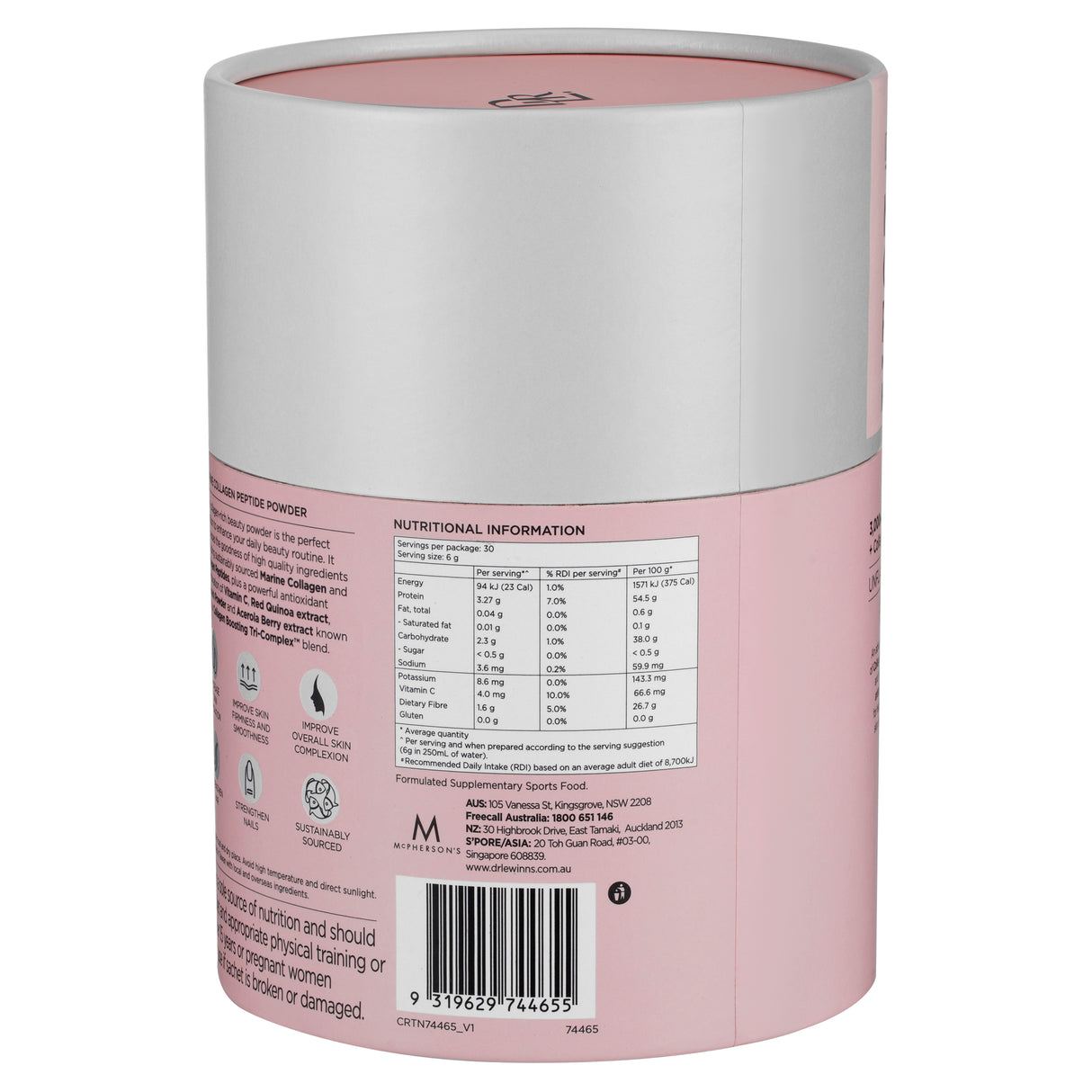 Dr Lewinn's Marine Collagen+ Peptide Inner Beauty Powder 30x6g Sachets