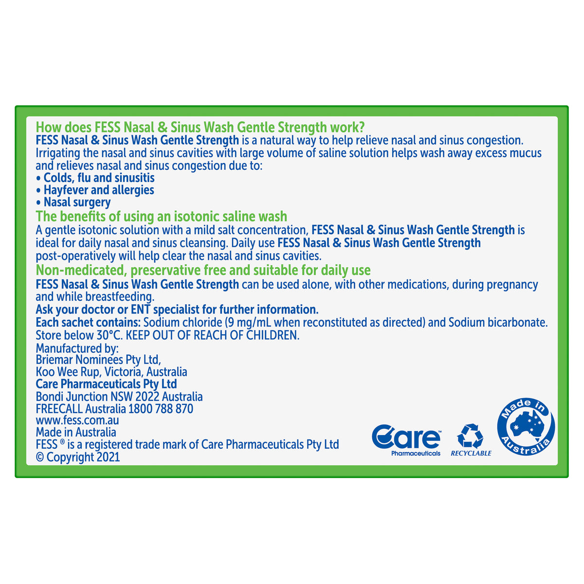 FESS SC Gentle Wash Sachets 100