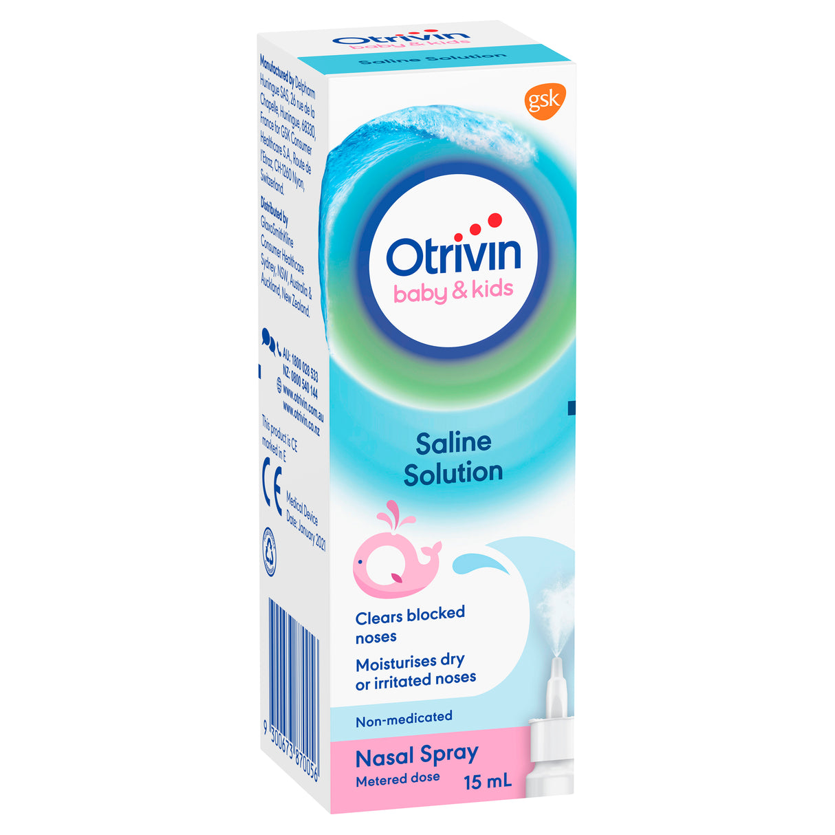 Otrivin Baby & Kids Natural Nasal Spray for Relief of Nasal Congestion and Blocked Nose, 15mL