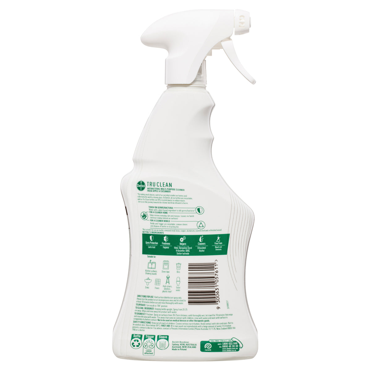 Dettol Tru Clean Antibacterial Multipurpose Trigger Fresh Apple and Cucumber 500ml