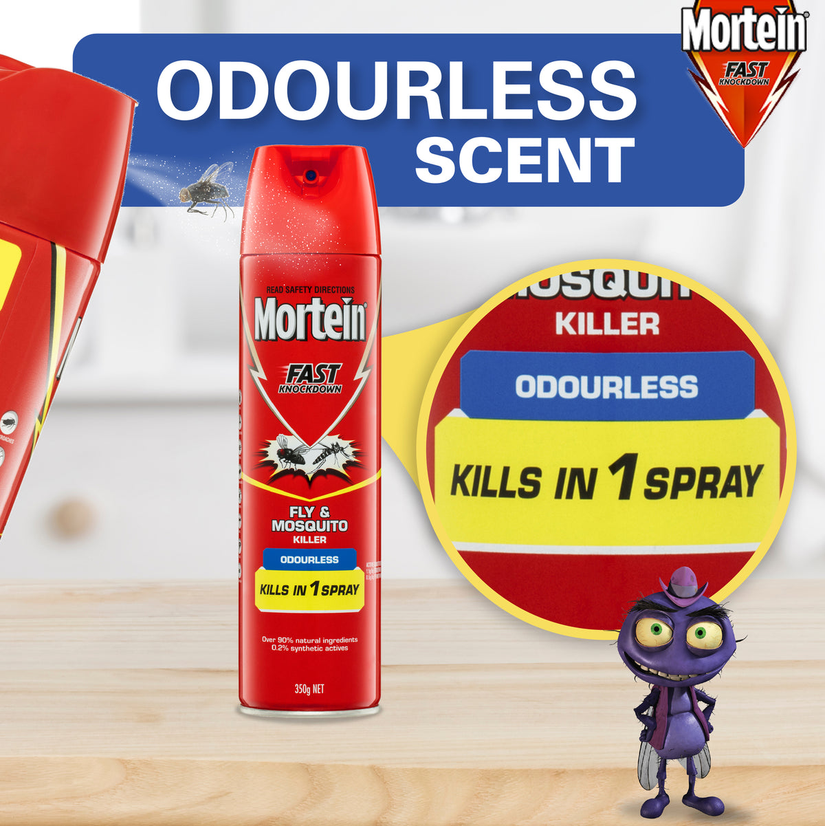 MORTEIN Odourless Fly & Mosquito Killer spray 350g