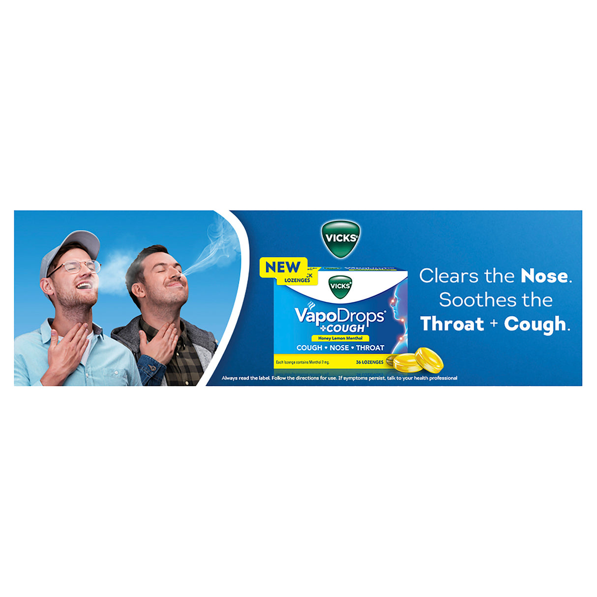 VICKS Vapodrops+Cough Honey Lemon 36