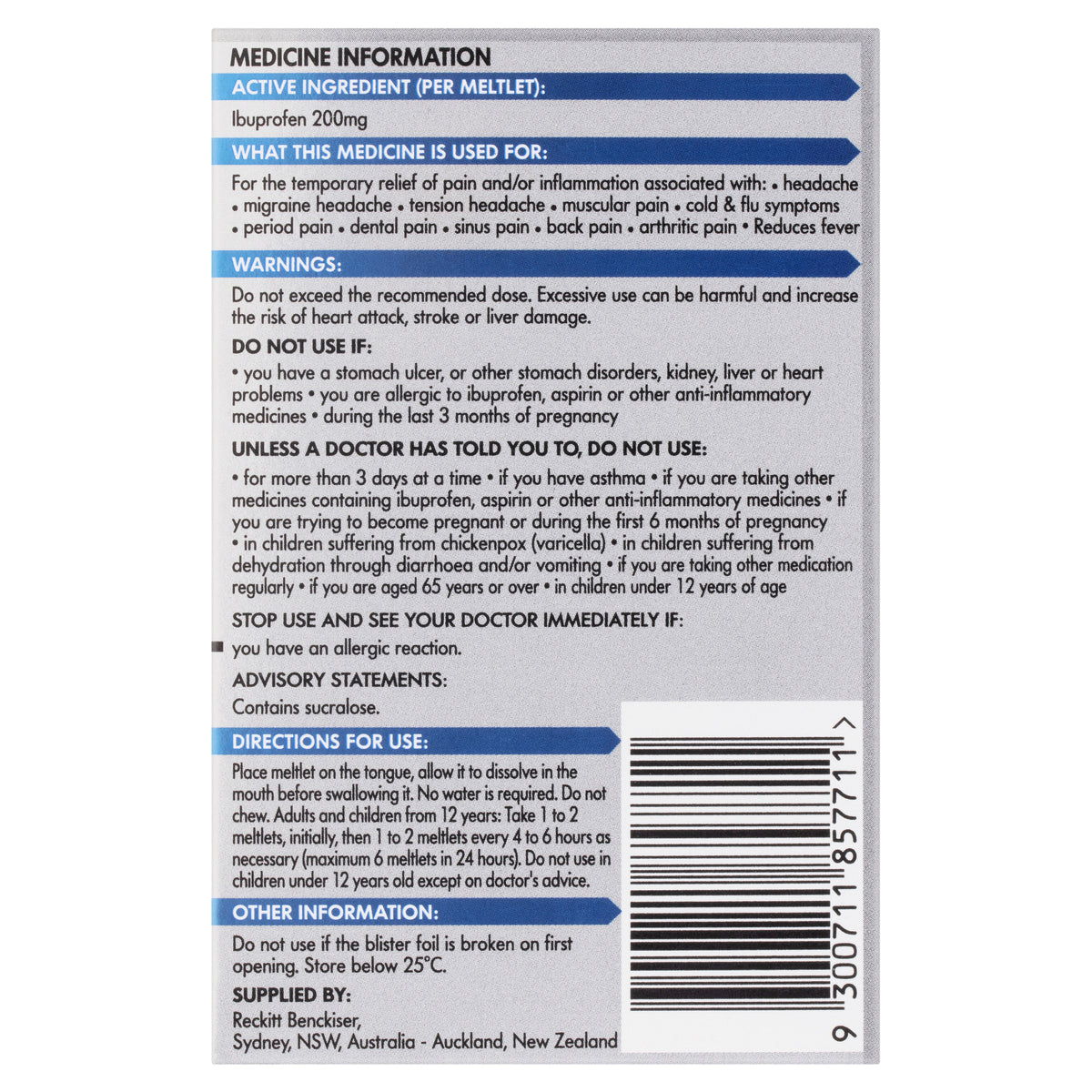 NUROFEN Meltlets Berry Burst 200mg 24 Pack