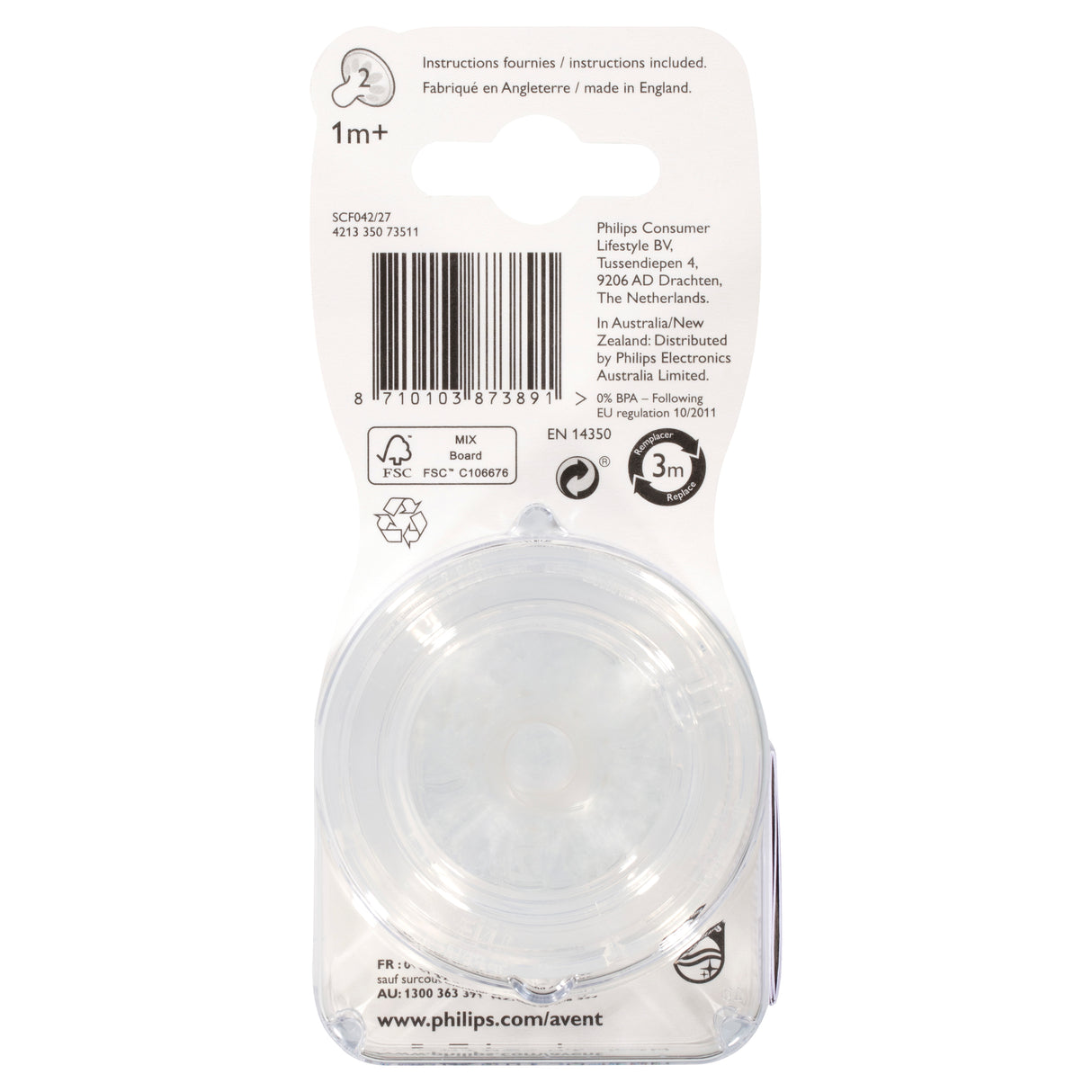 Avent Natural Teat Slow Flow 1m+ 2 Pack