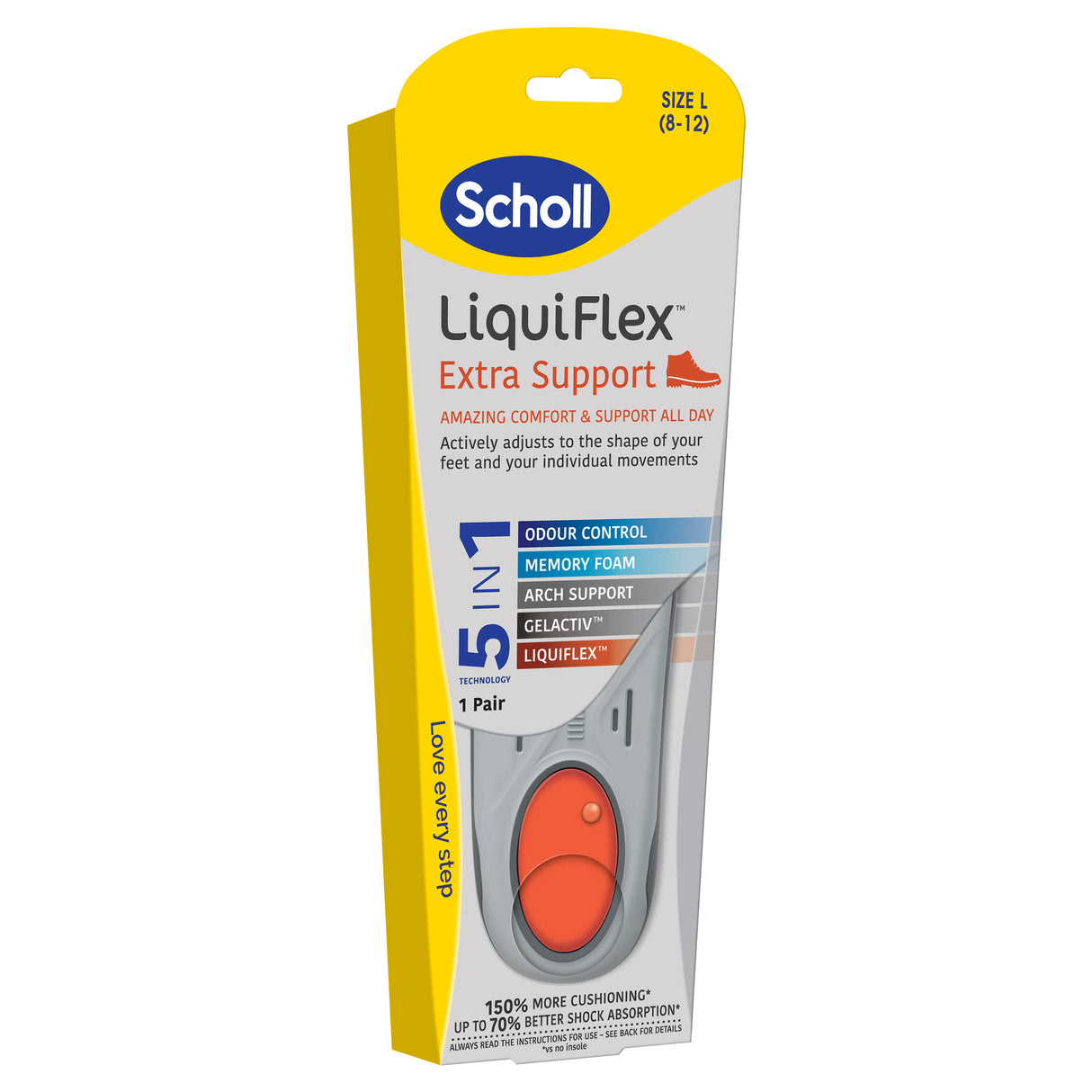 Scholl LiquiFlex Extra Support Insole Large