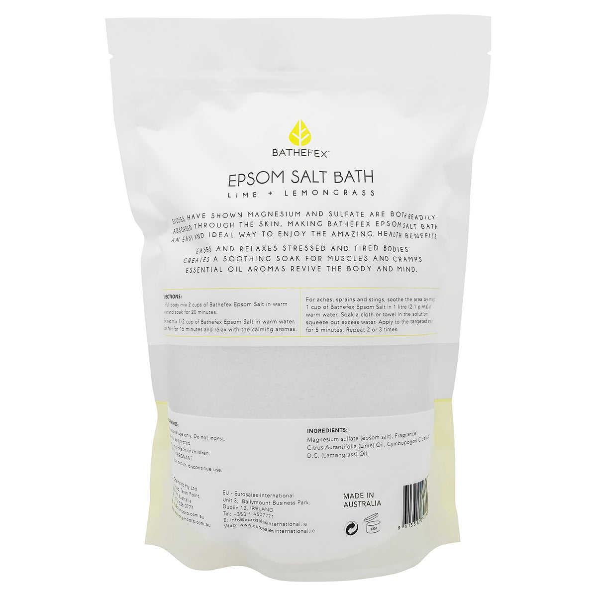 BATHEFEX EPSOM SALT - LIME & LEMONGRASS 1.4KG