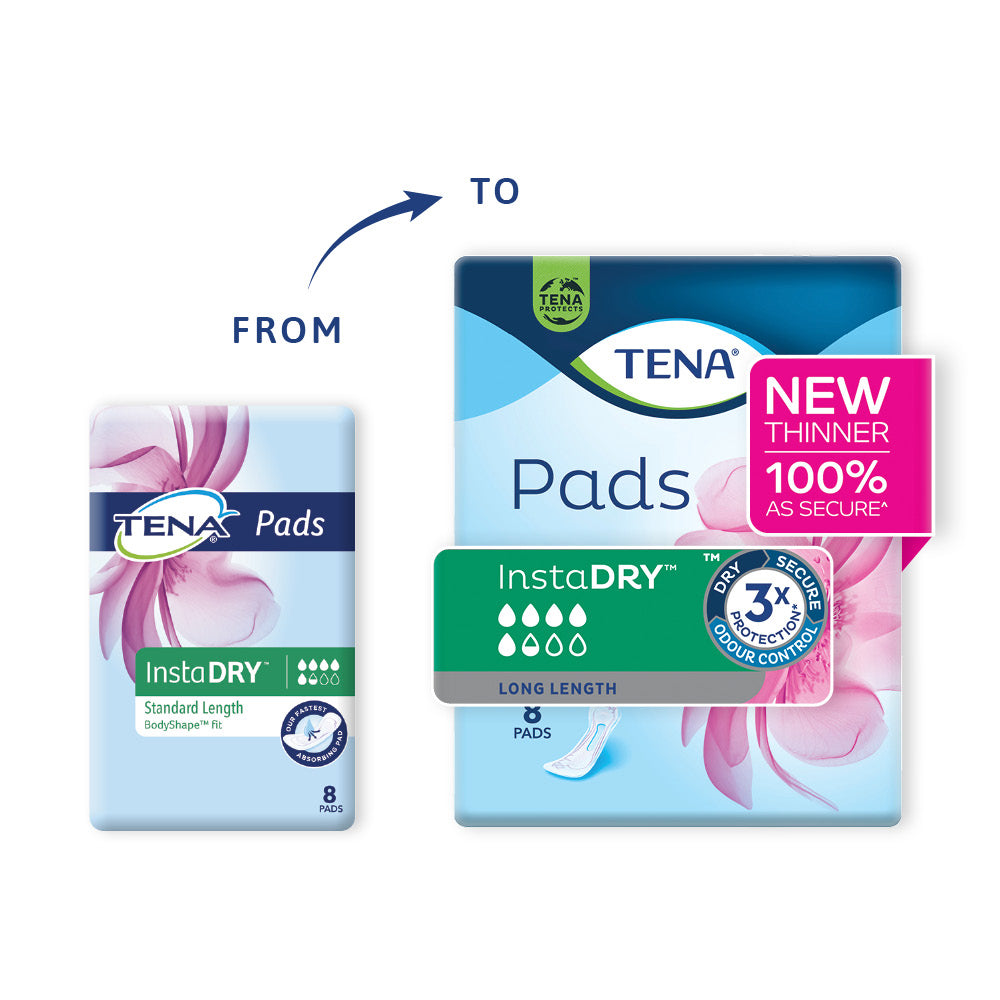 TENA Pads InstaDRY Long 8p