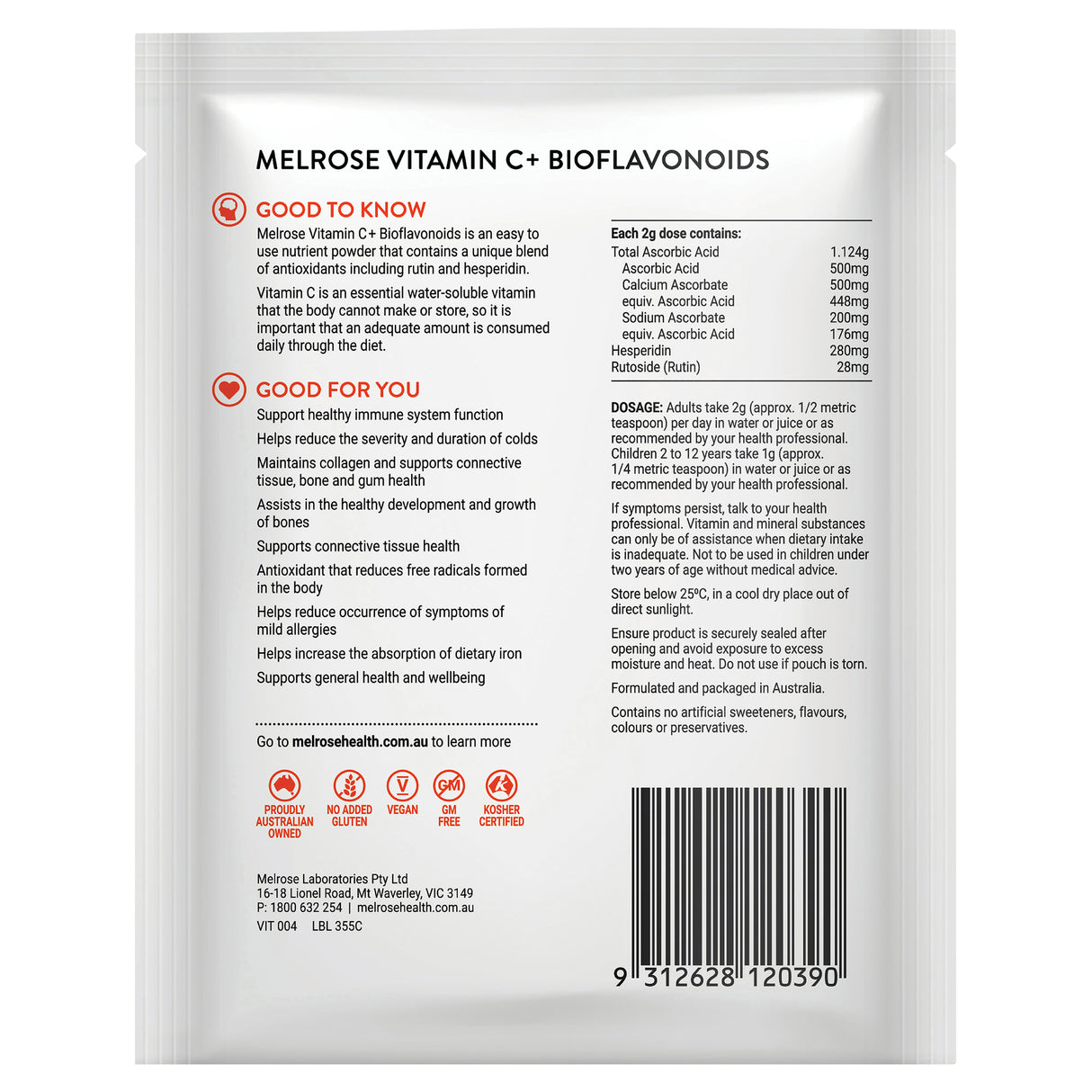 Melrose Vitamin C + Bioflavonoids 100g