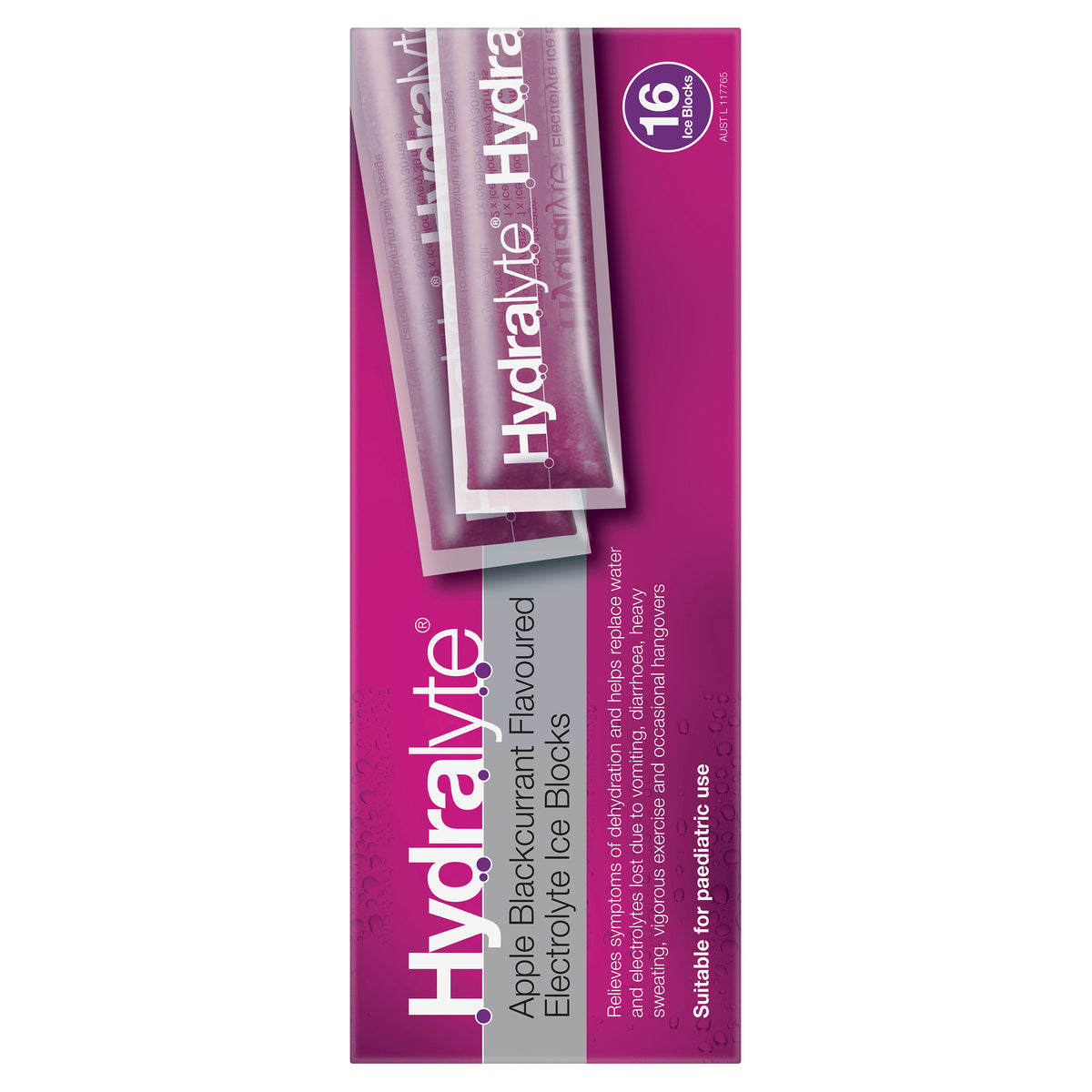 Hydralyte Electrolyte Ice Blocks Apple Blackcurrant Flavoured 16 Pack