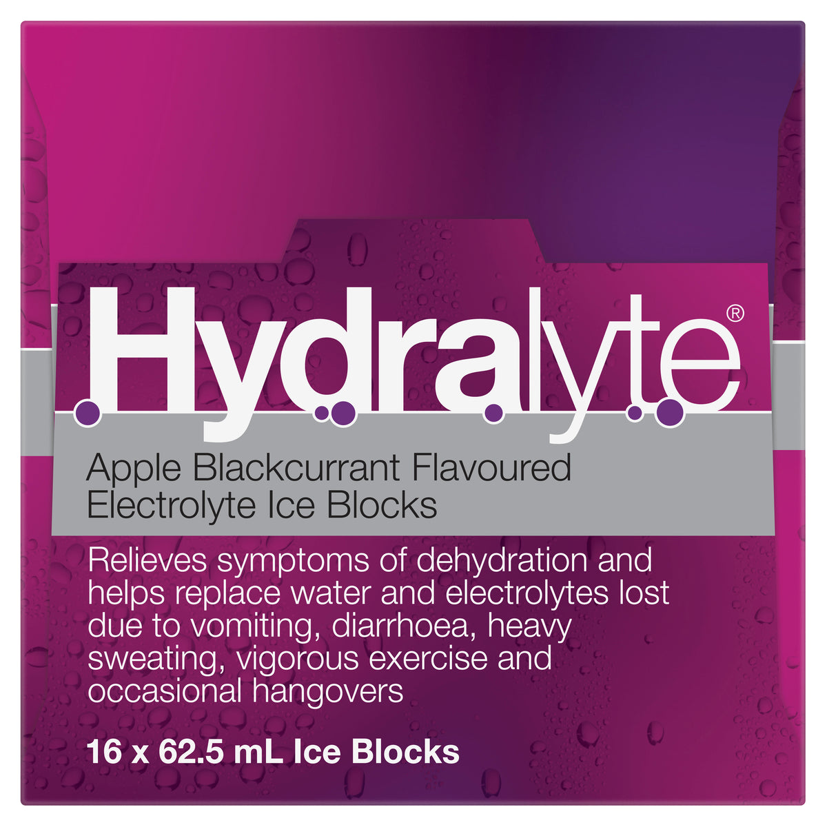 Hydralyte Electrolyte Ice Blocks Apple Blackcurrant Flavoured 16 Pack