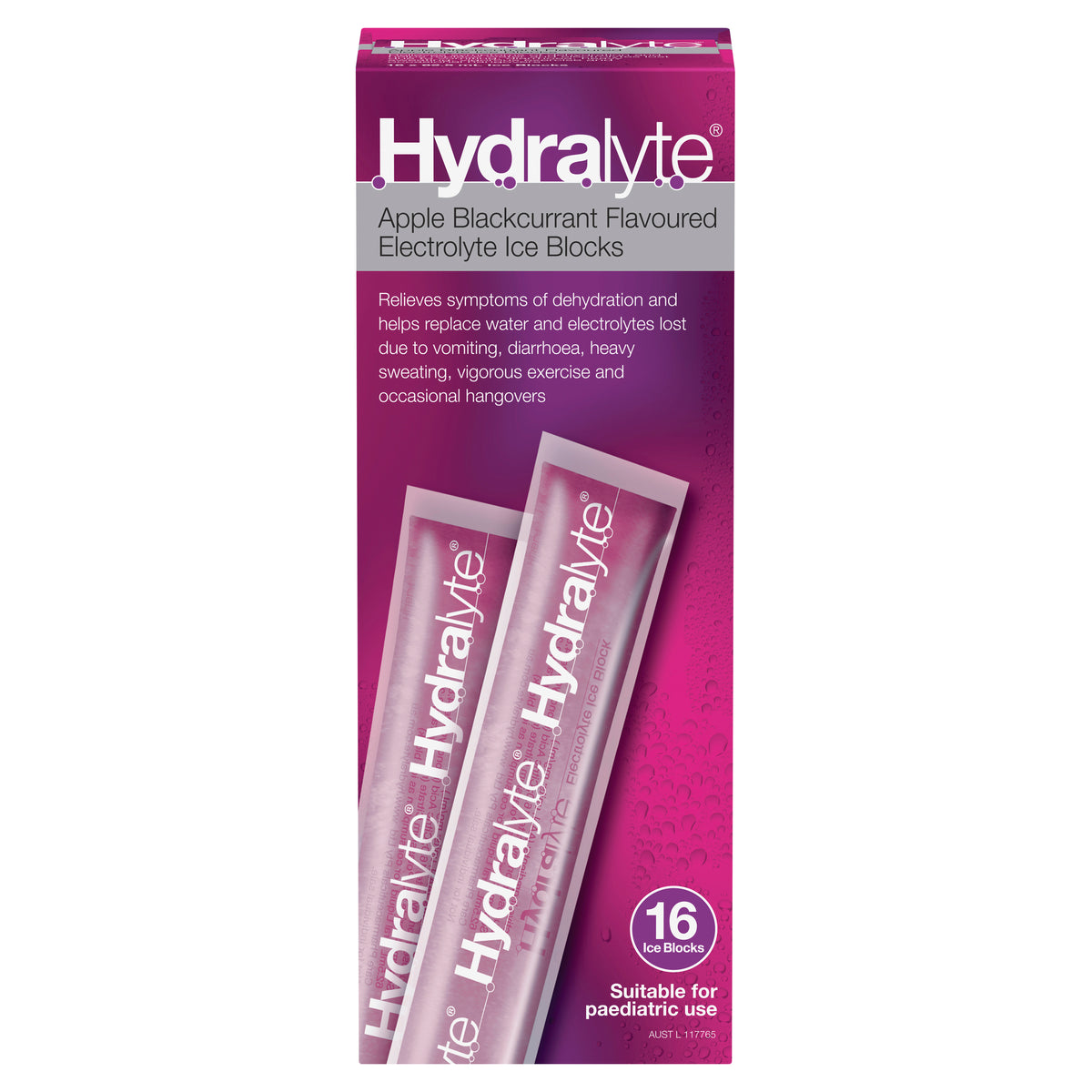 Hydralyte Electrolyte Ice Blocks Apple Blackcurrant Flavoured 16 Pack