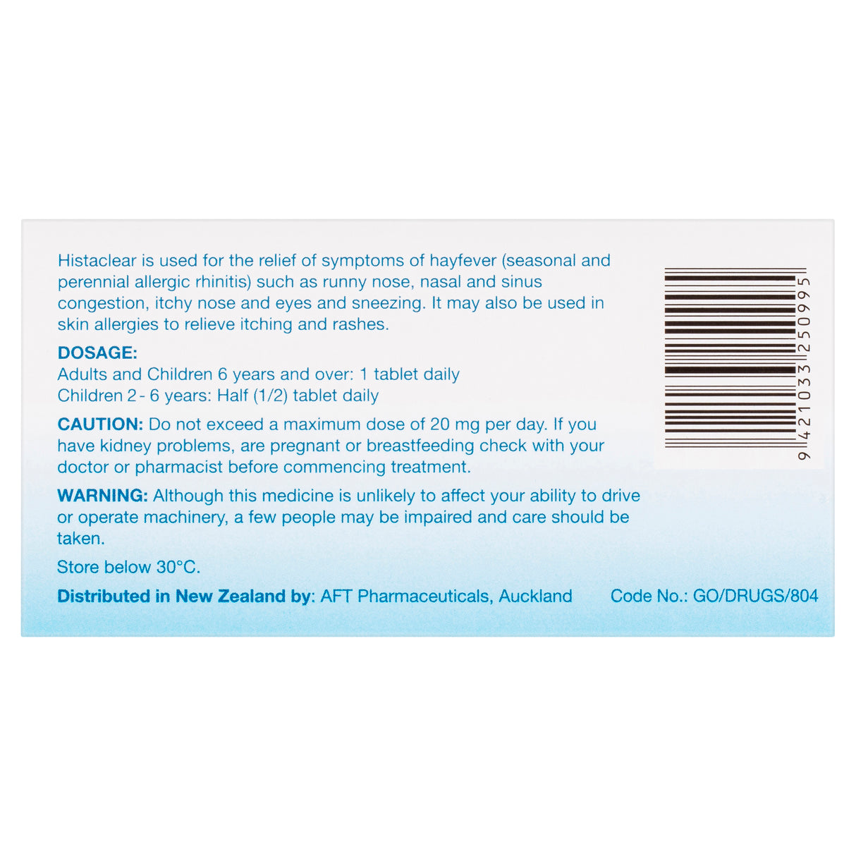 Histaclear Non-Drowsy Allergy Relief Tablets 10 mg 90 Tablets