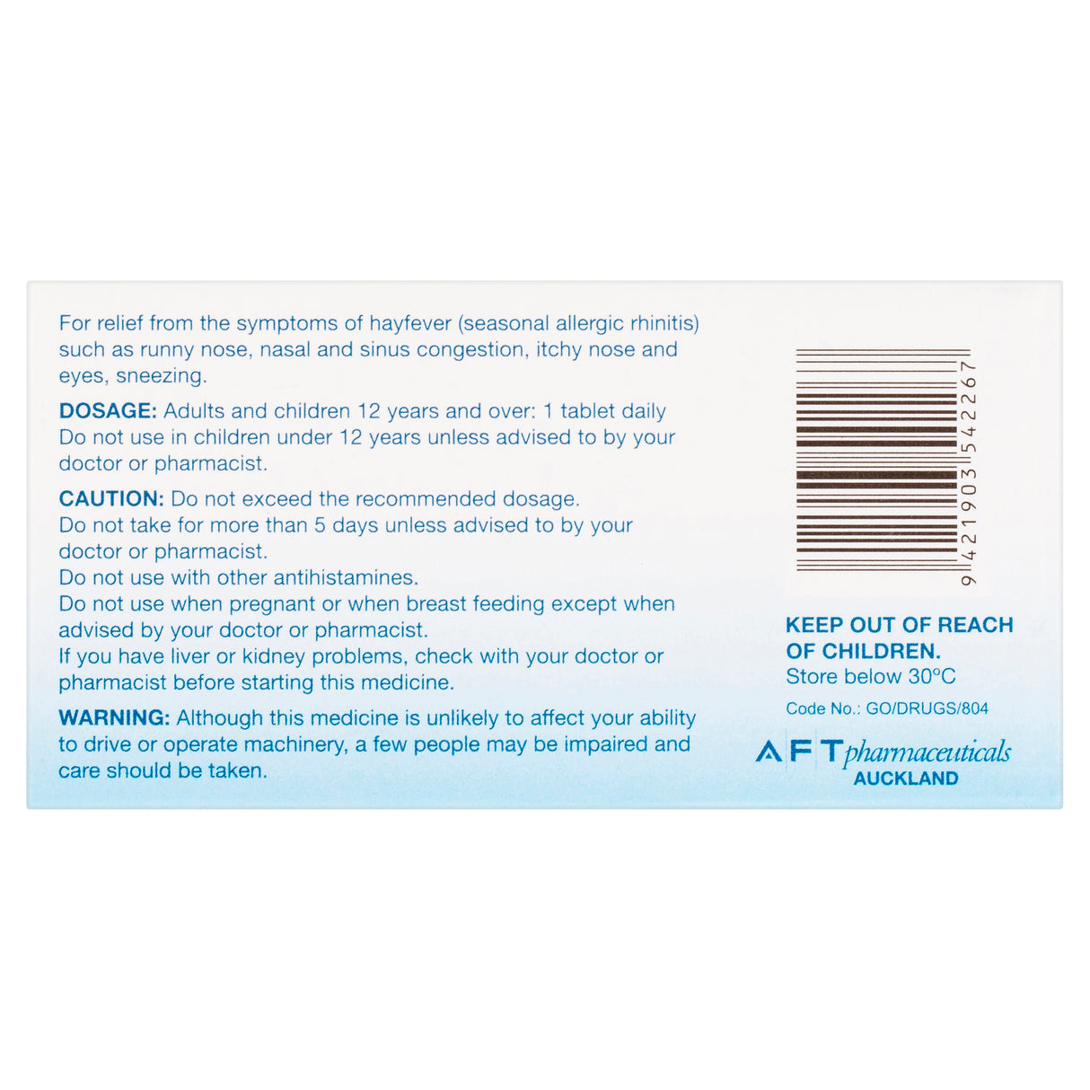 Histaclear Allergy and Hayfever Relief 5 Tablets