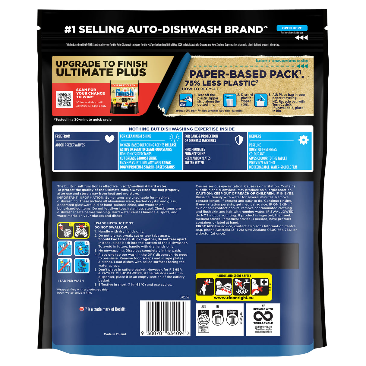 Finish Ultimate Pro Dishwasher Tablets Lemon Sparkle 46pk