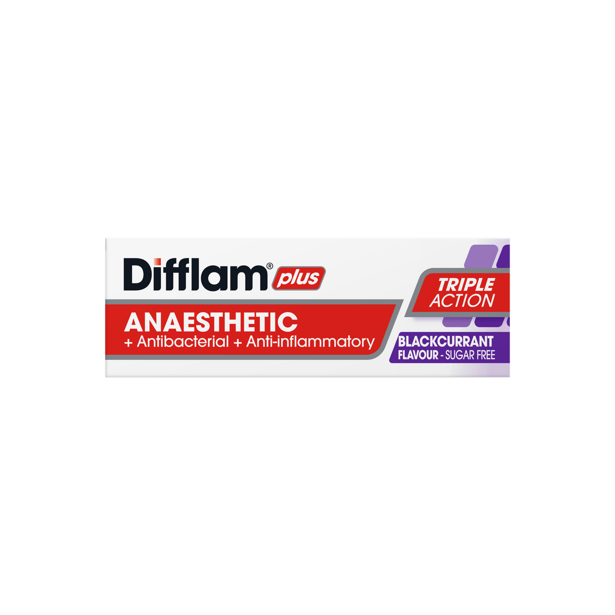 Difflam Plus Anaesthetic Sore Throat Lozenges Blackcurrant Flavour 16 Pack