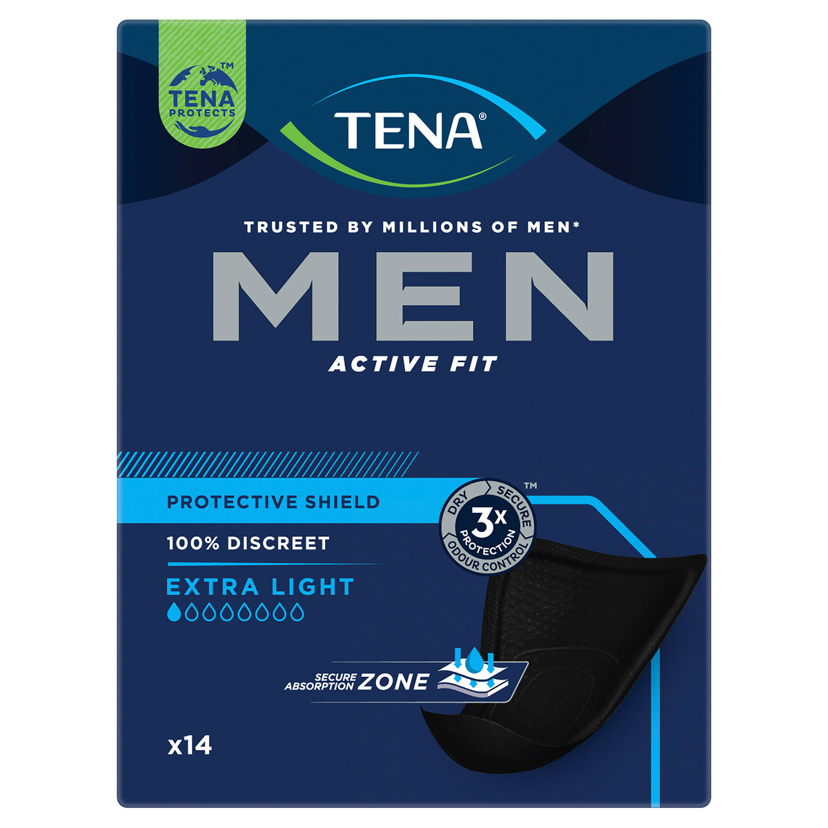 Tena Men Active Fit Protective Shield Extra Light 14 Pack