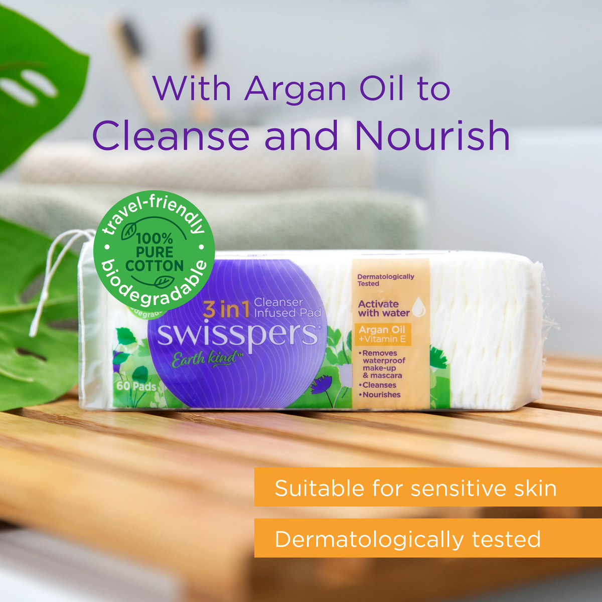 SWISSPERS 3in1 Cleanser Infused Pads - Argan Oil & Vitamin E