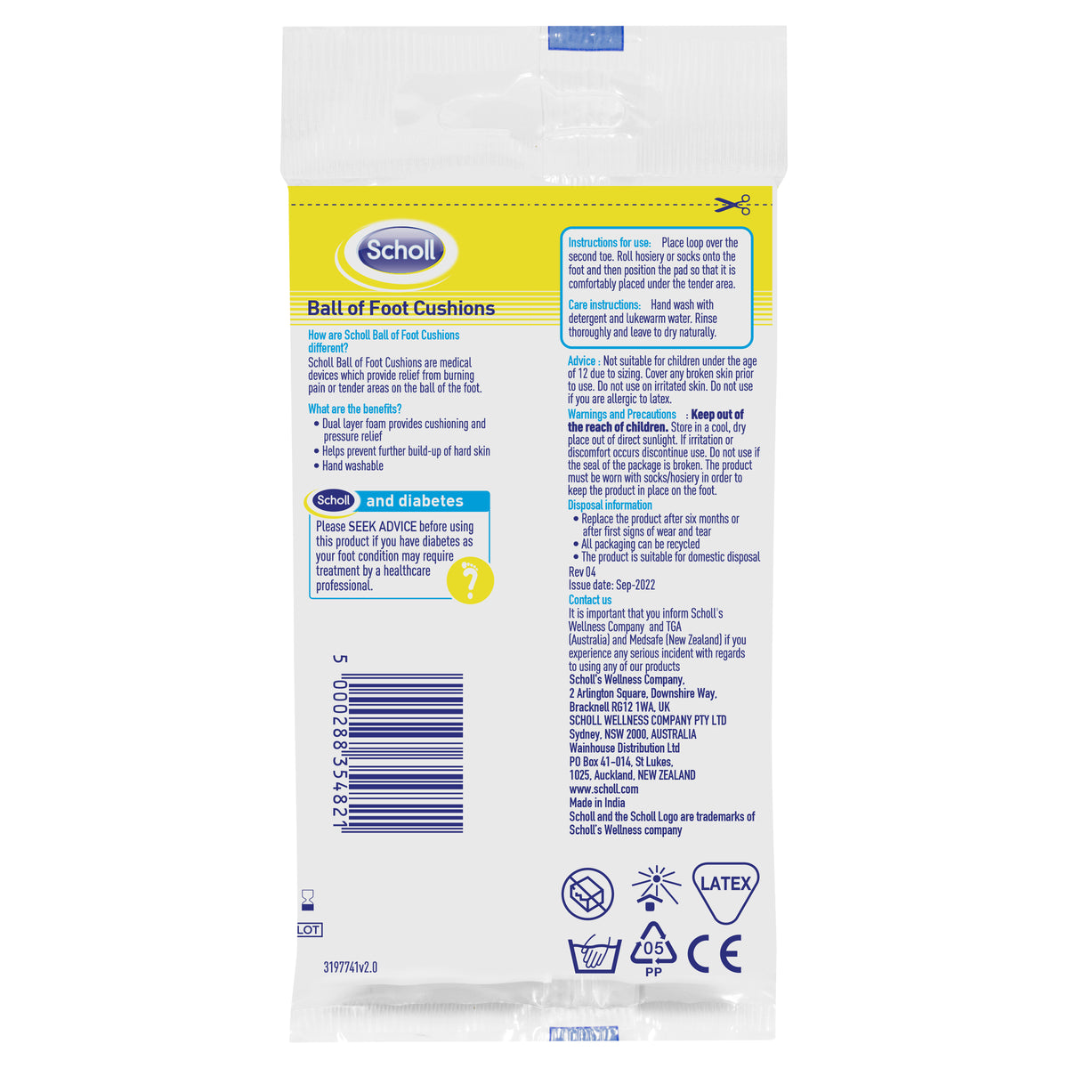 SCHOLL Ball Of Foot Cushion Foam 1pr
