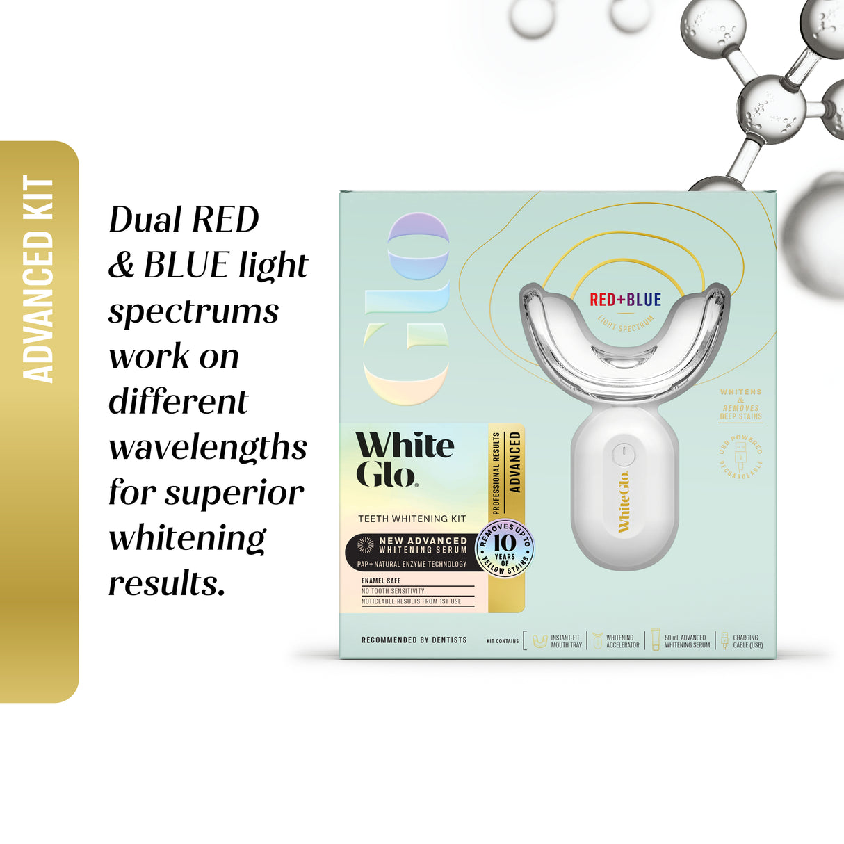 White Glo Advanced Professional Results Kit Red & Blue