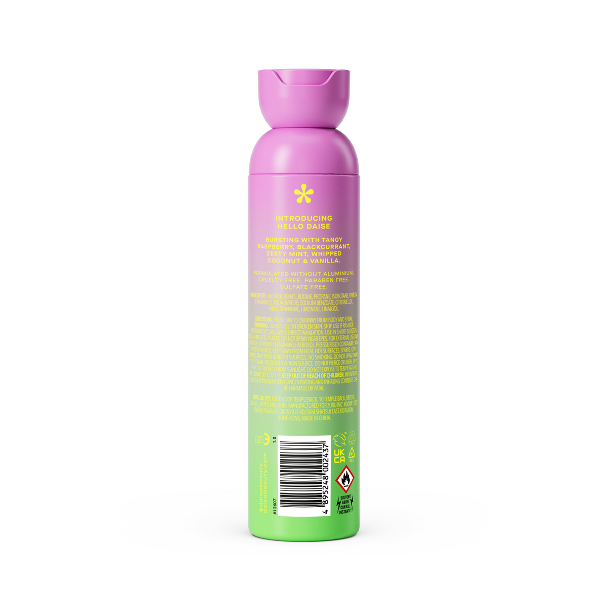DAISE Hello Daise All Body Spray & Deodorant in Raspberry & Mint, 3.5 oz/120 mL