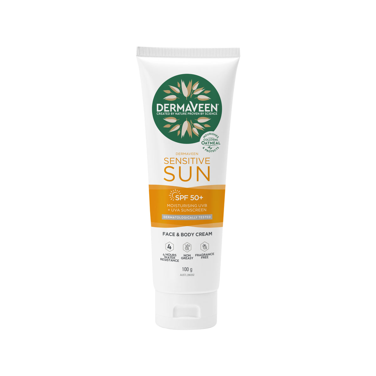 DermaVeen Sun Sensitive Moisturiser SPF50+ 100g