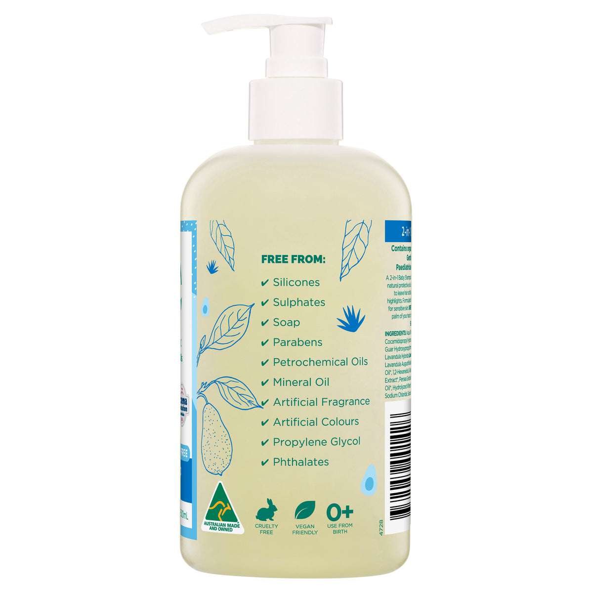GAIA Natural Baby 2 in 1 Shampoo & Conditioner 500ml